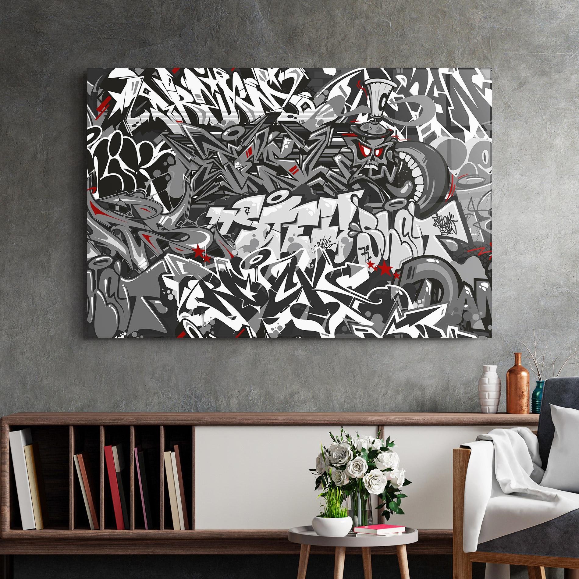 Üvegkép Skull Graffiti mockup 2