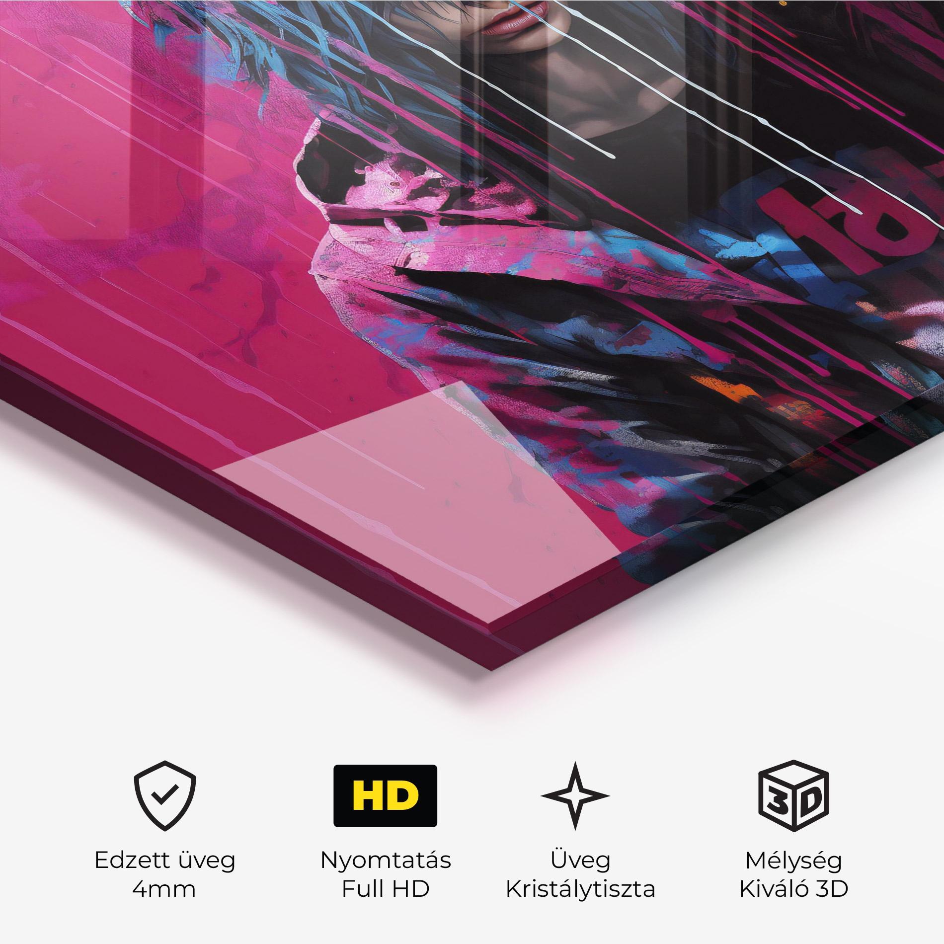 Üvegkép Blue Pink Falling Paint mockup 3