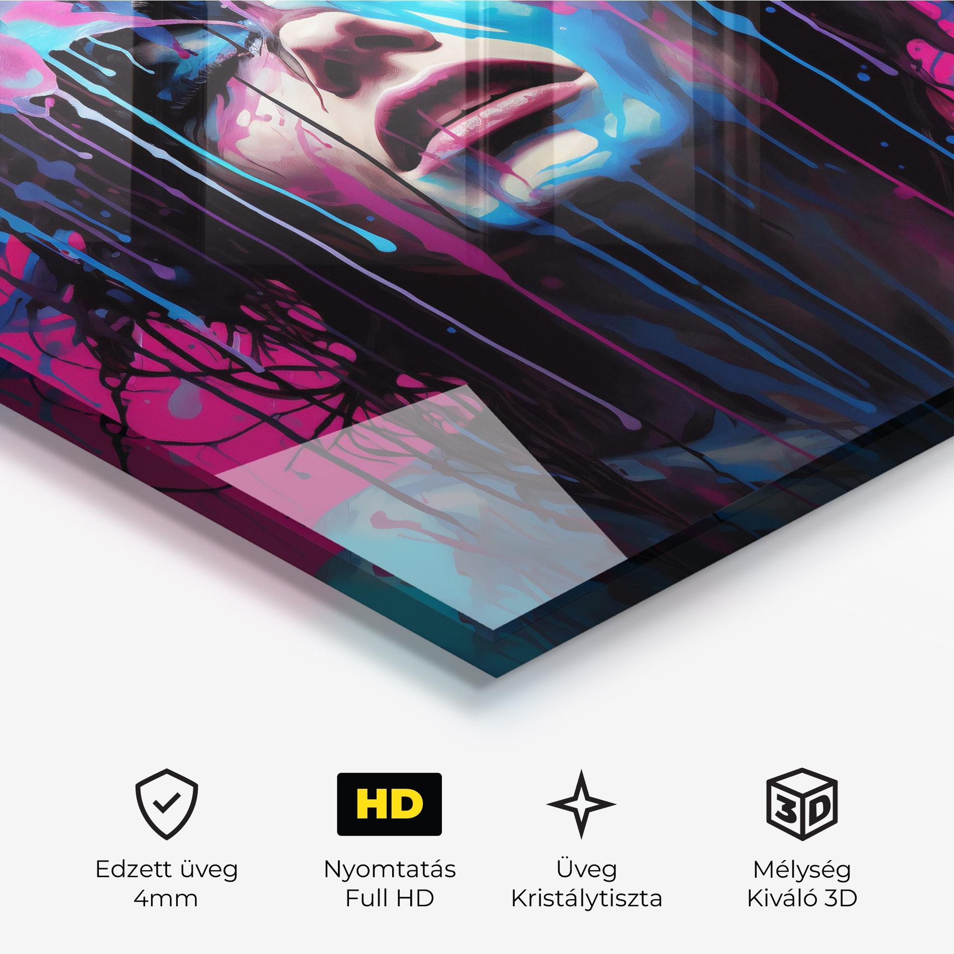 Üvegkép Blue Pink Woman mockup 3