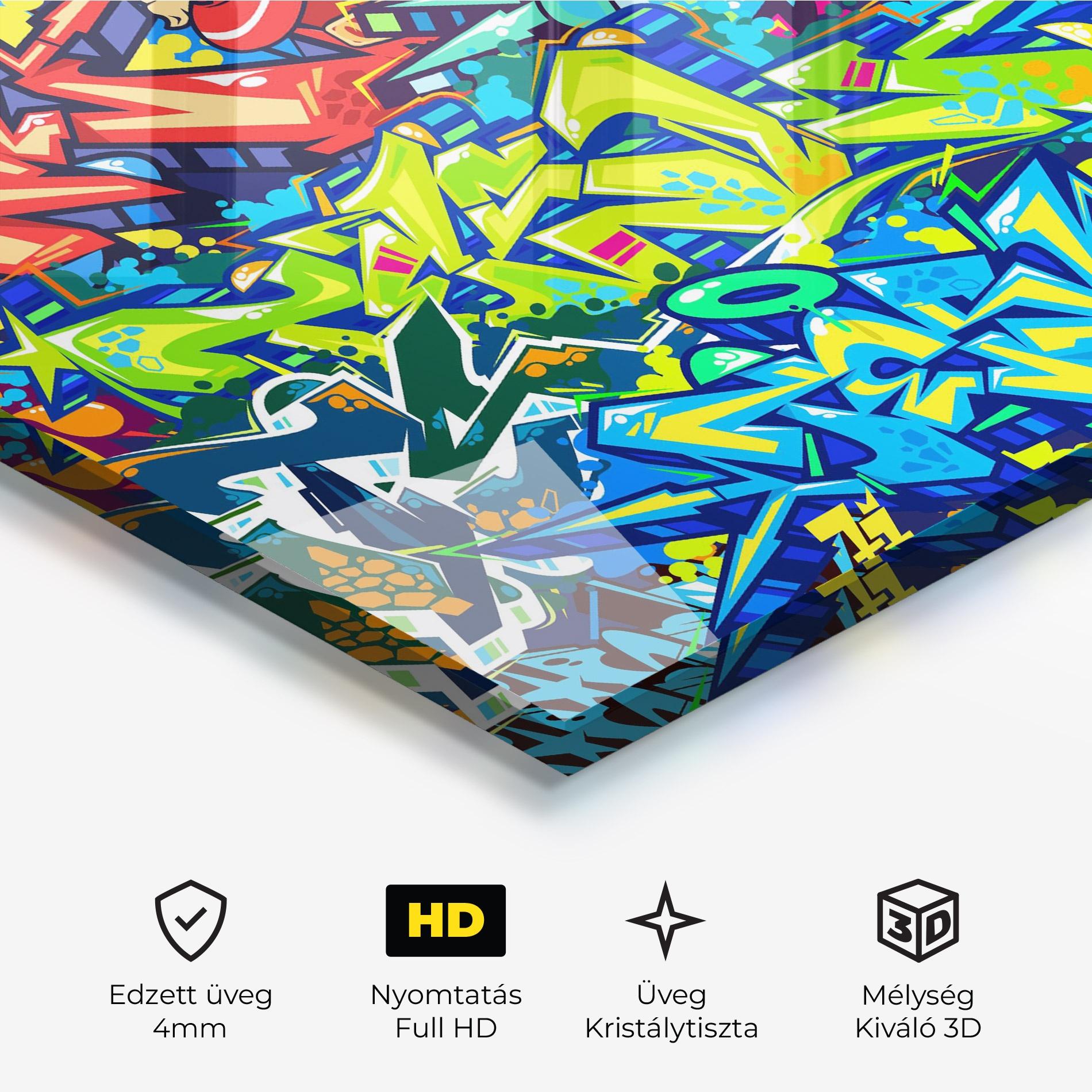 Üvegkép Colorful Graffiti mockup 3