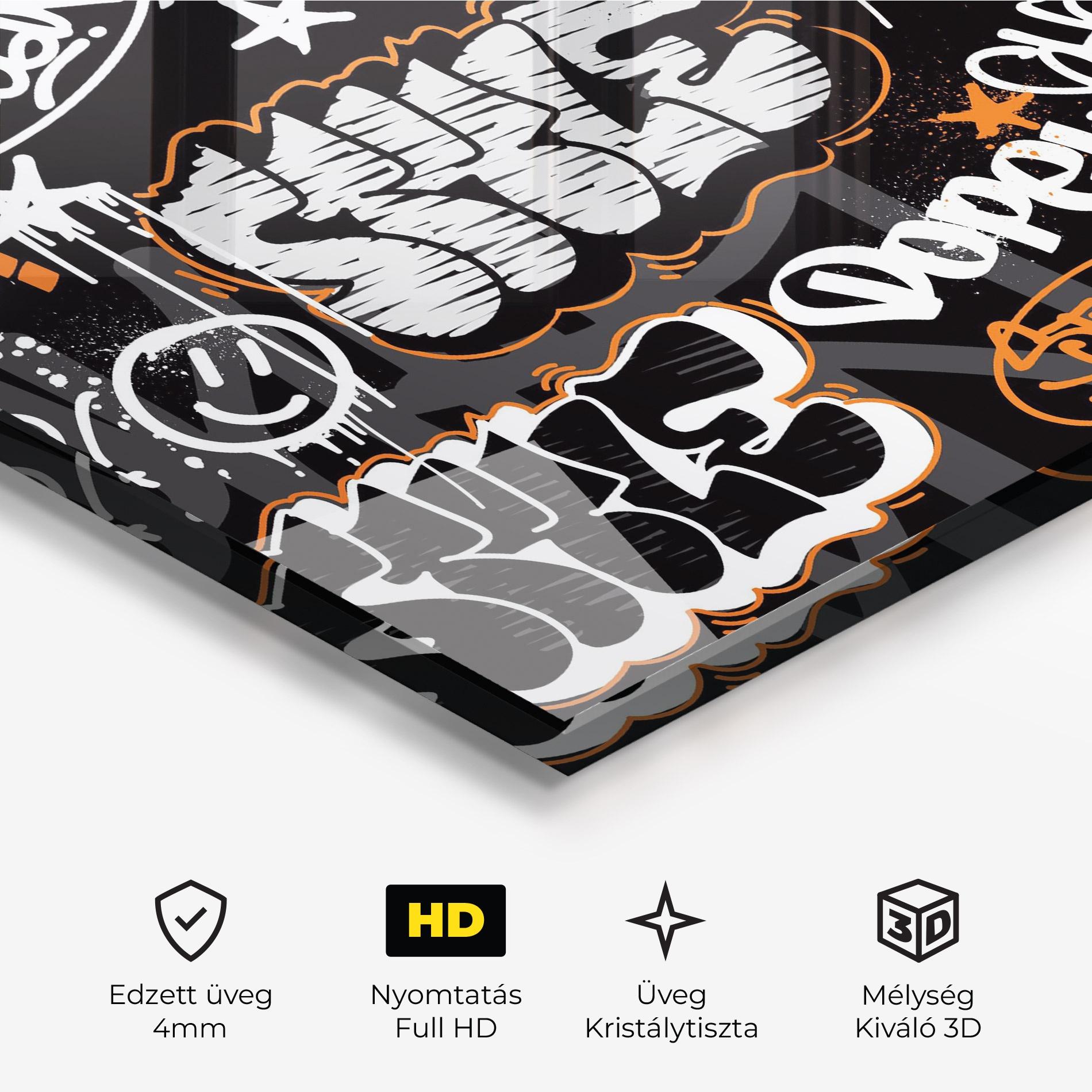 Üvegkép Orange Black Graffiti mockup 3