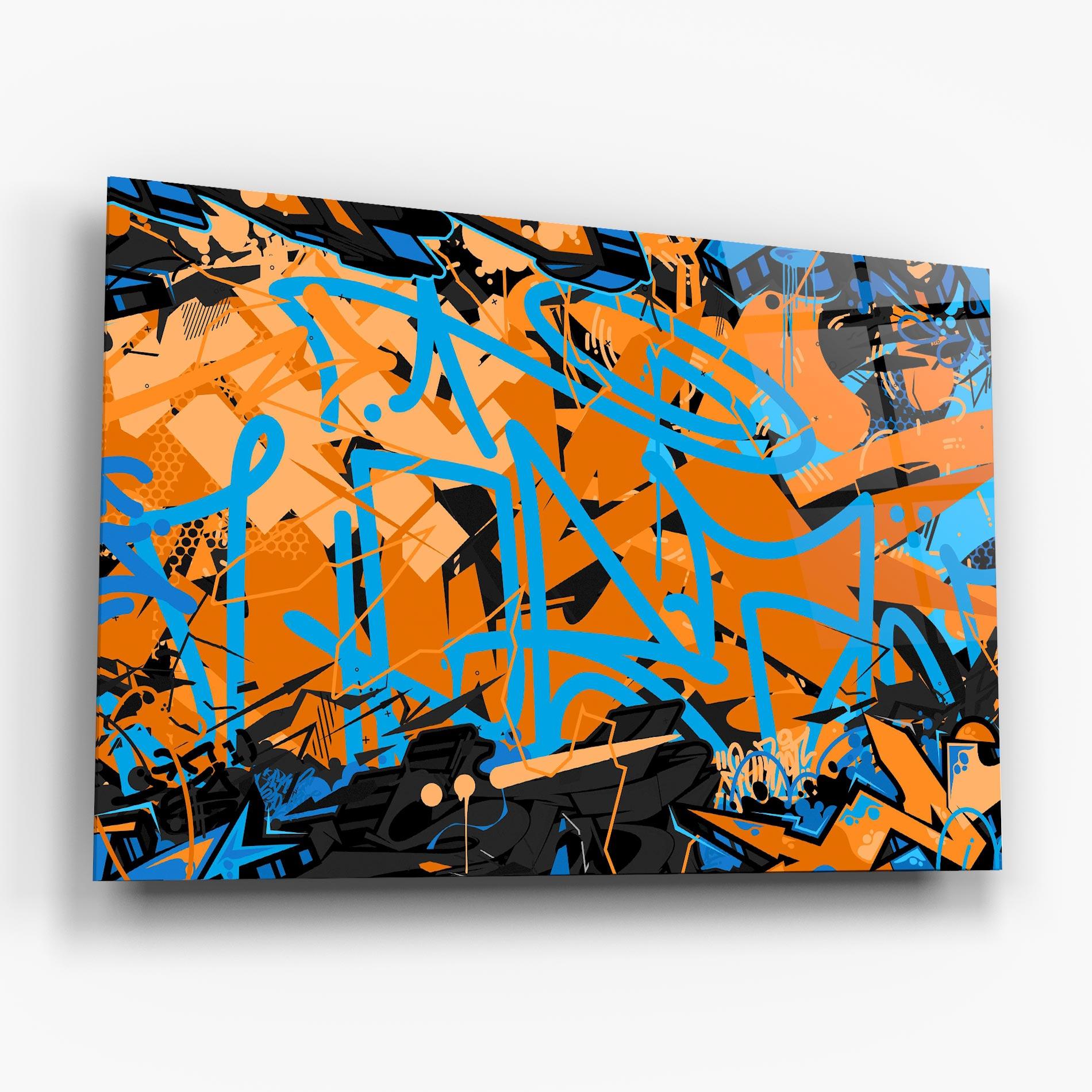 Üvegkép Blue Orange Graffiti mockup 6