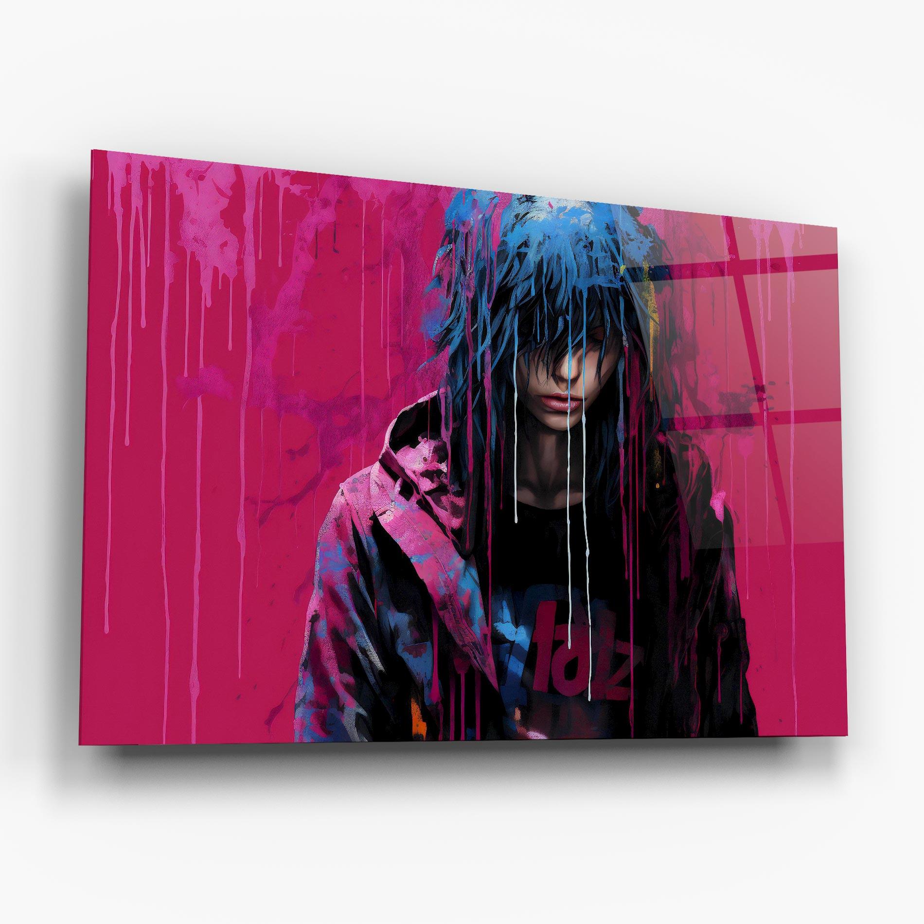 Üvegkép Blue Pink Falling Paint mockup 6