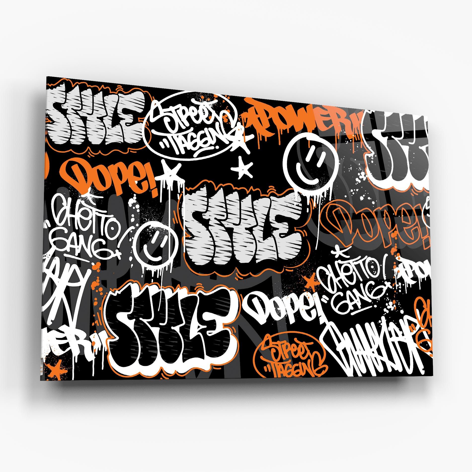 Üvegkép Orange Black Graffiti mockup 6
