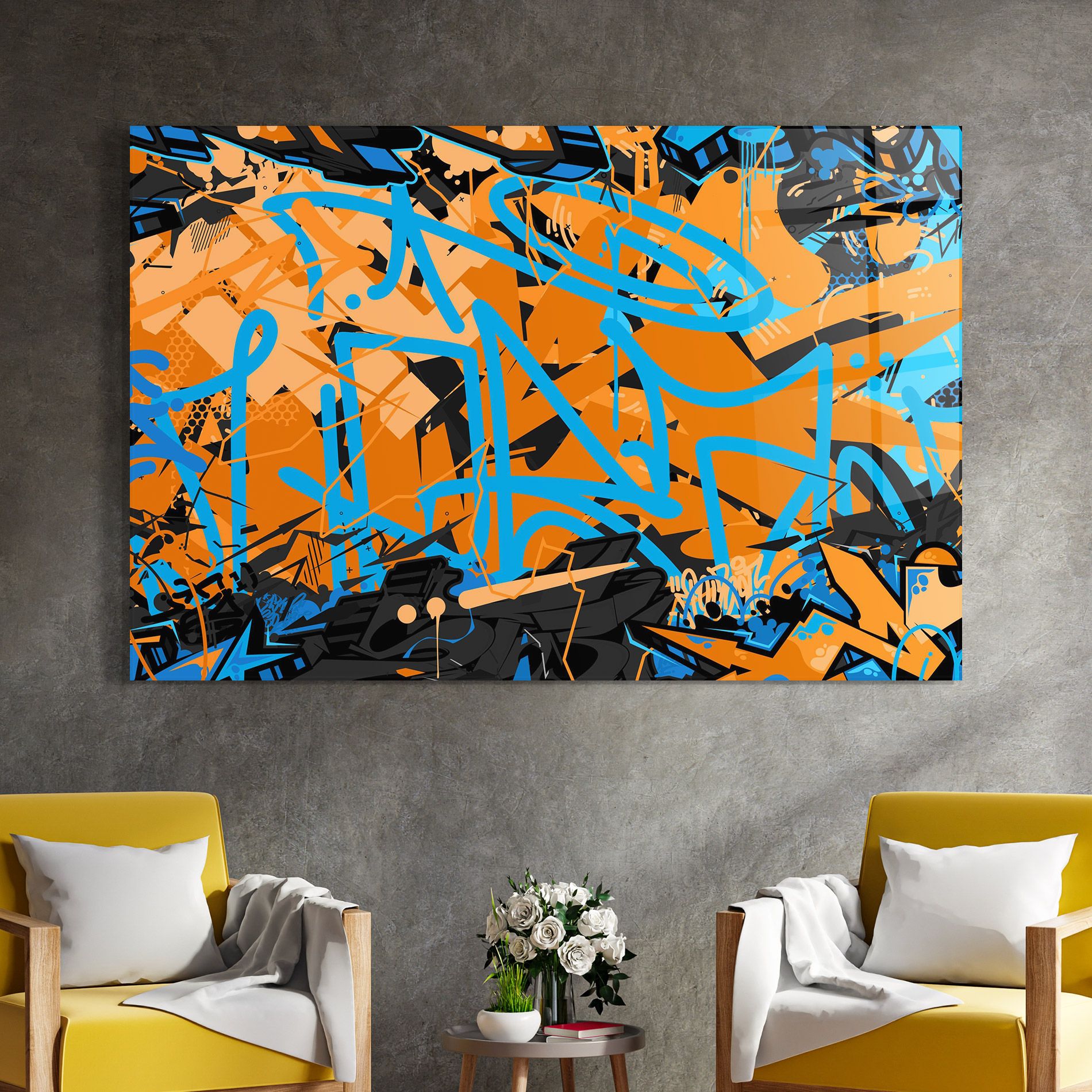 Blue Orange Graffiti mockup 4