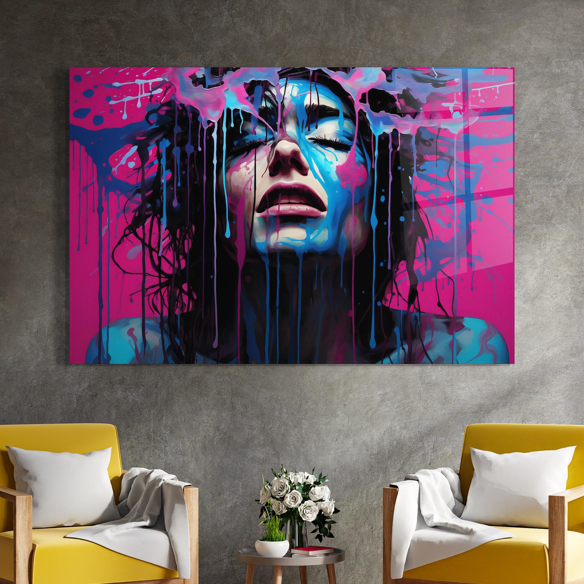 Üvegkép Blue Pink Woman mockup 4