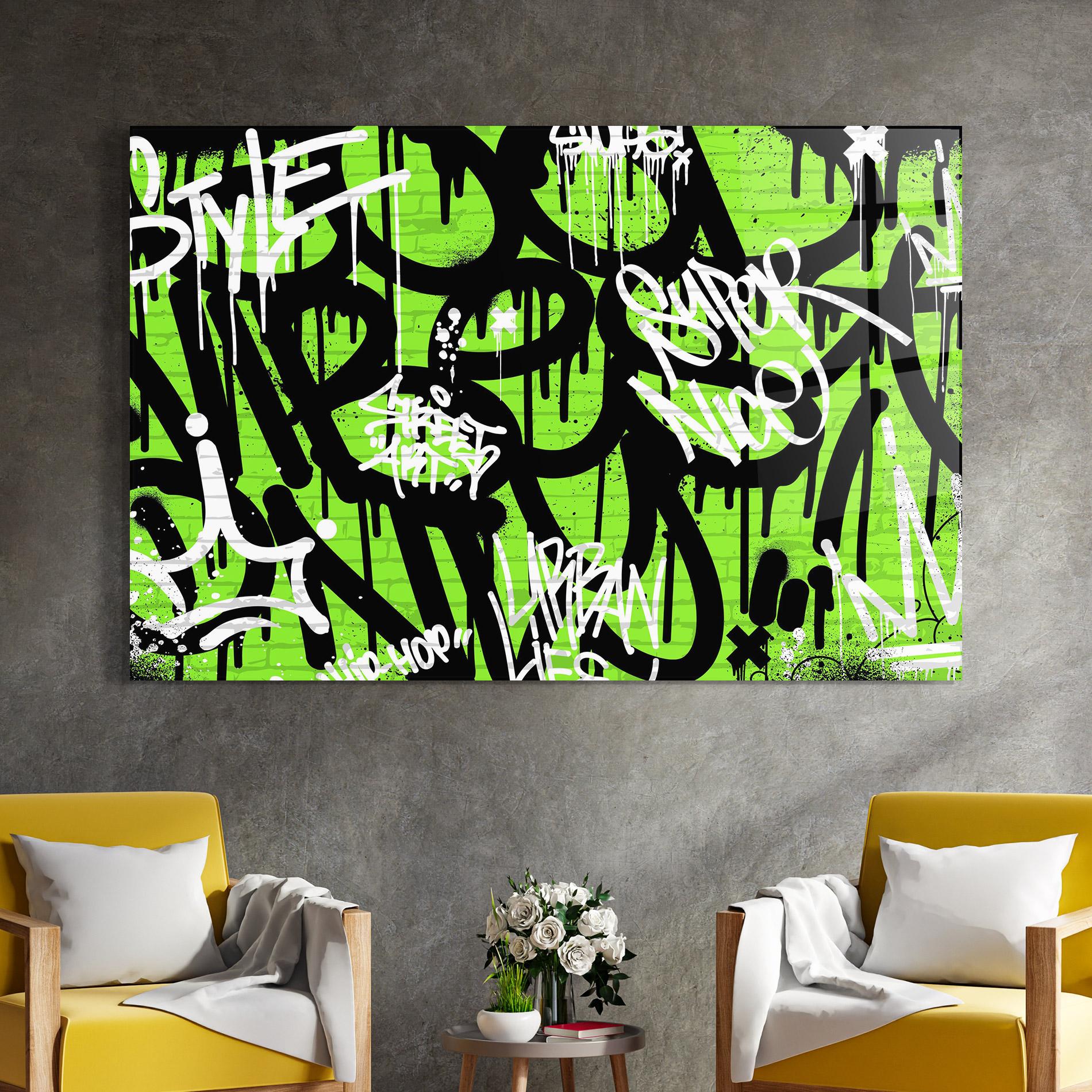 Üvegkép Graffiti Green Style mockup 4