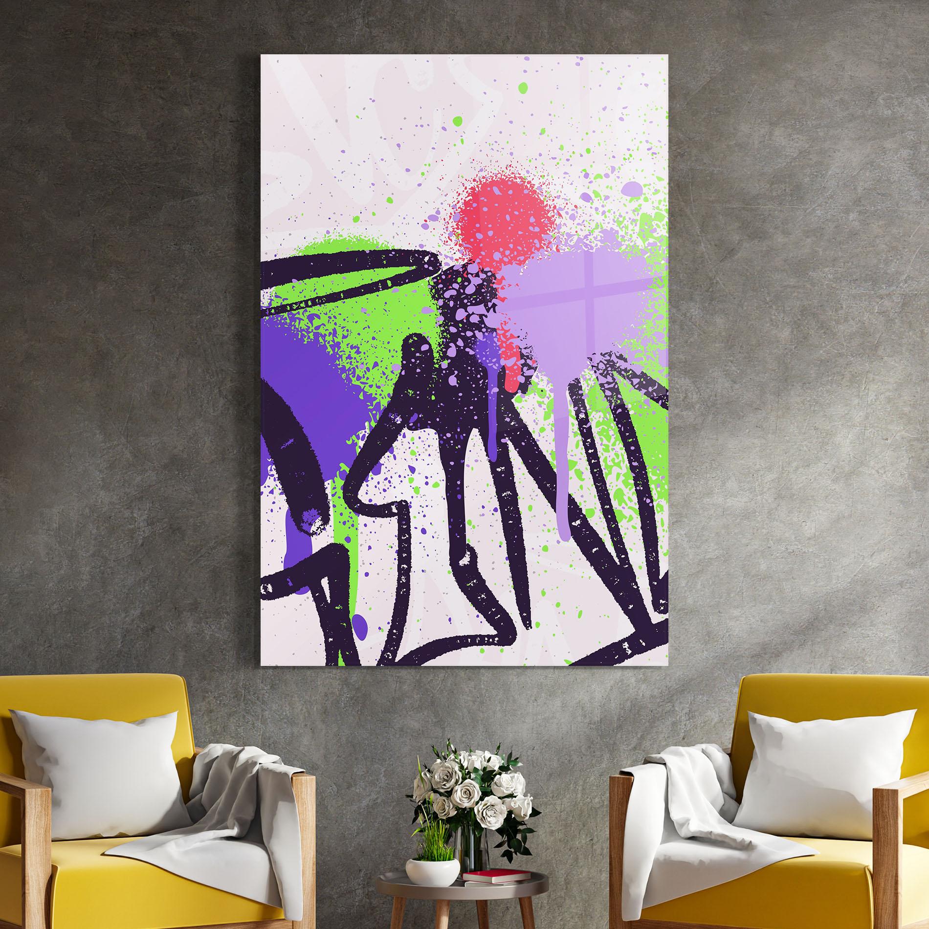 Üvegkép Green Purple Graffiti mockup 4