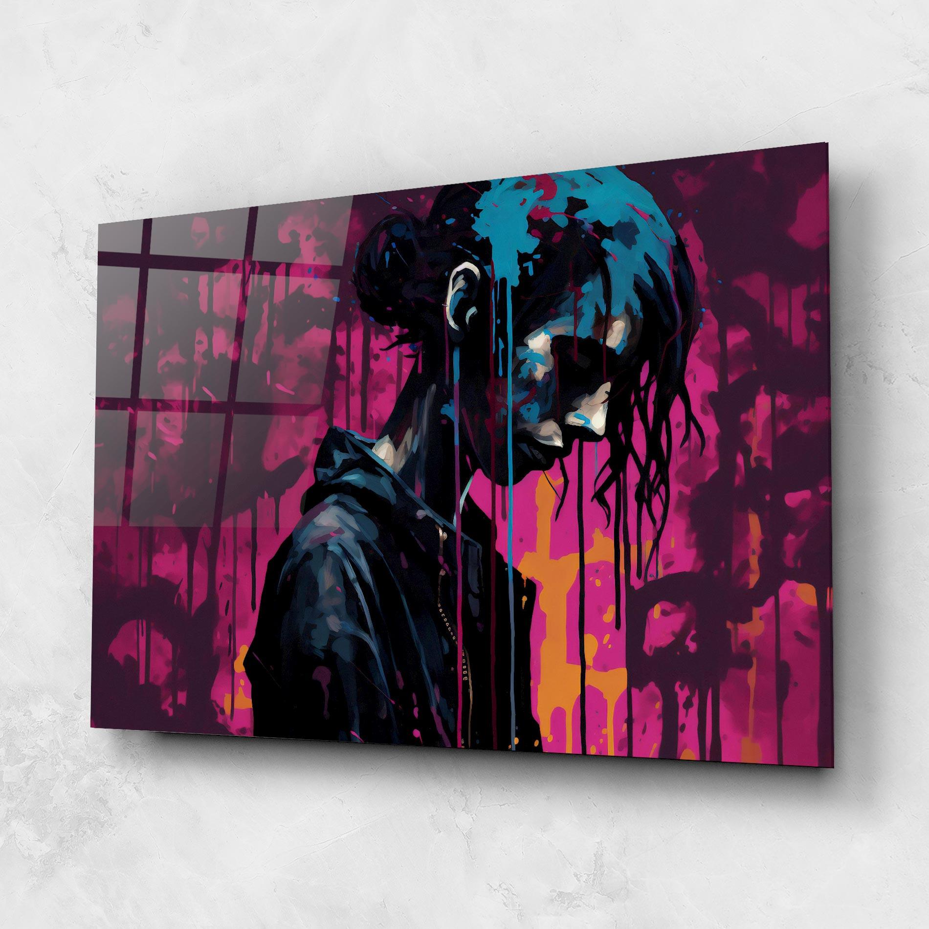 Üvegkép Blue Pink Paint Falling mockup 1