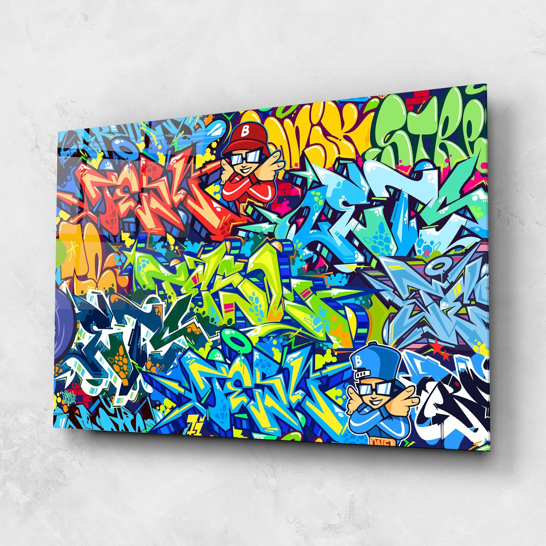 Üvegkép Colorful Graffiti mockup 1