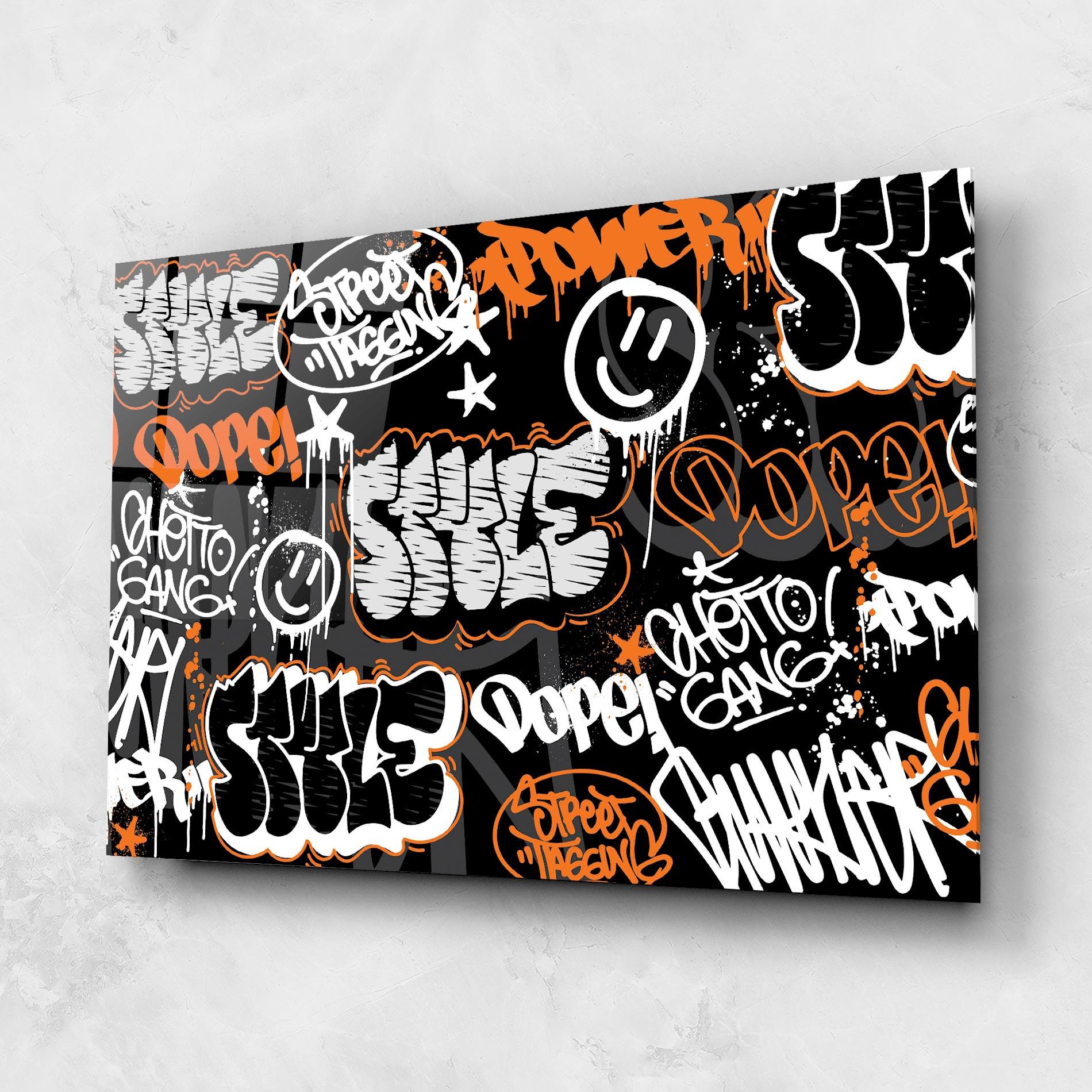 Üvegkép Orange Black Graffiti mockup 1