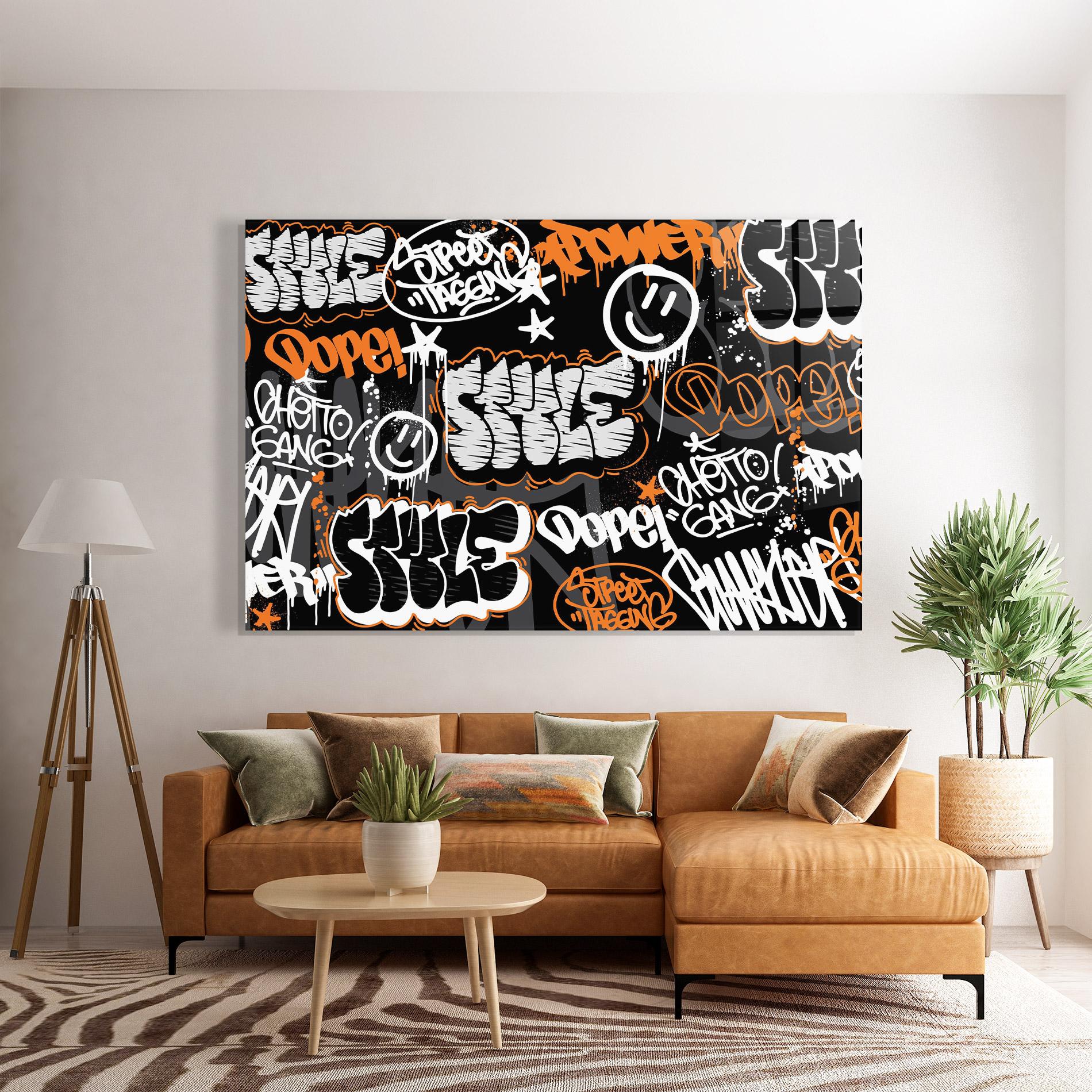 Üvegkép Orange Black Graffiti mockup 7