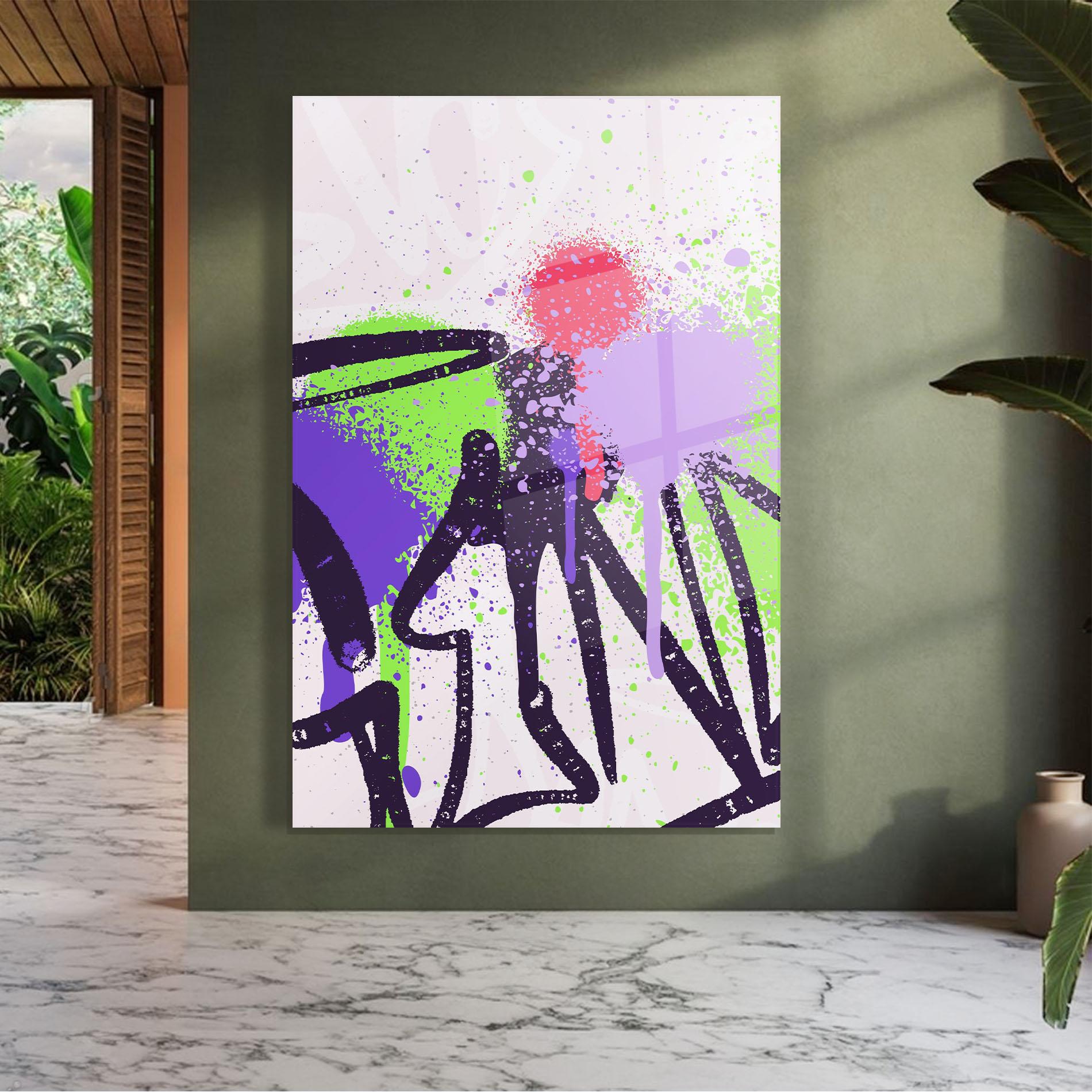 Üvegkép Green Purple Graffiti mockup 7