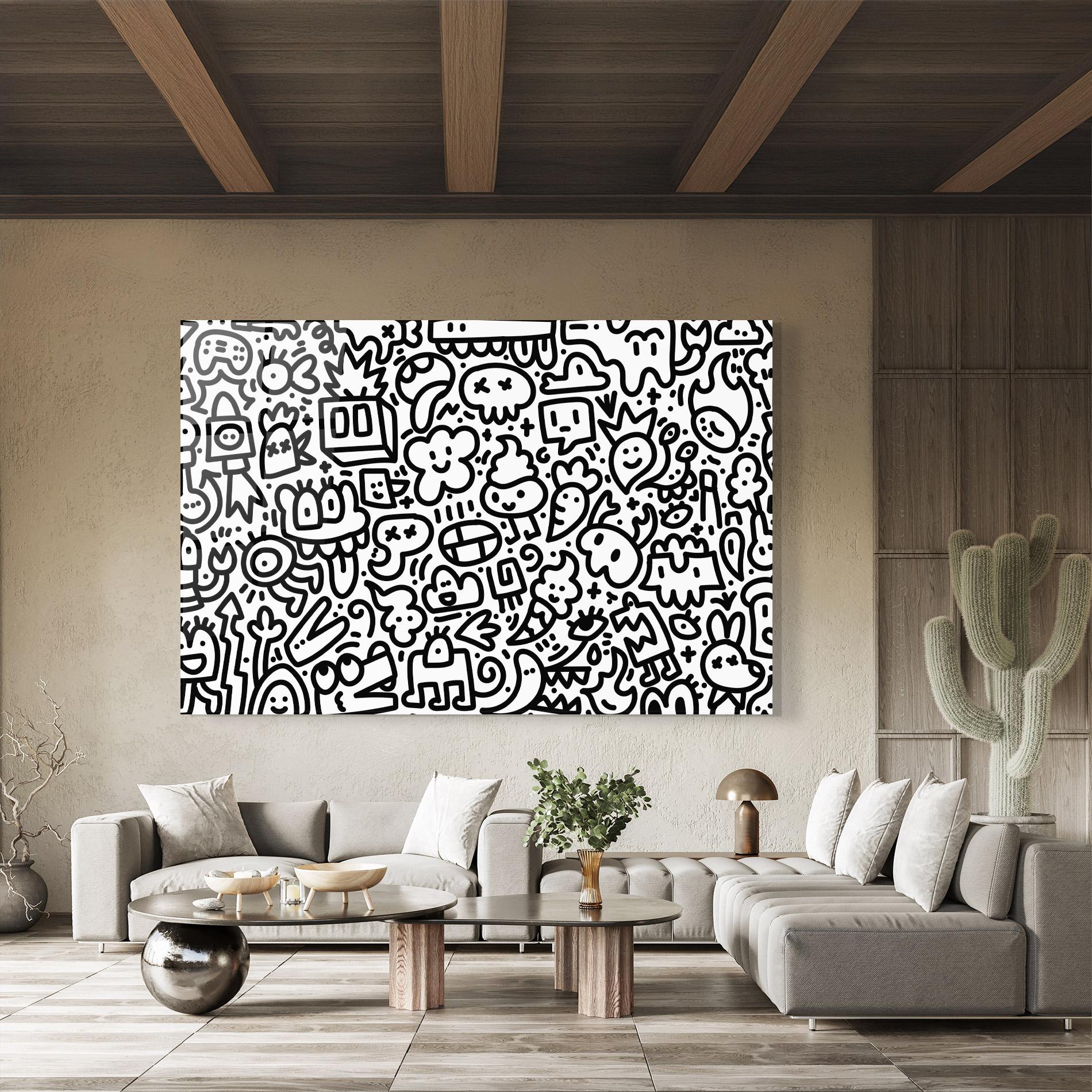 Üvegkép Black Line Doodle mockup 8