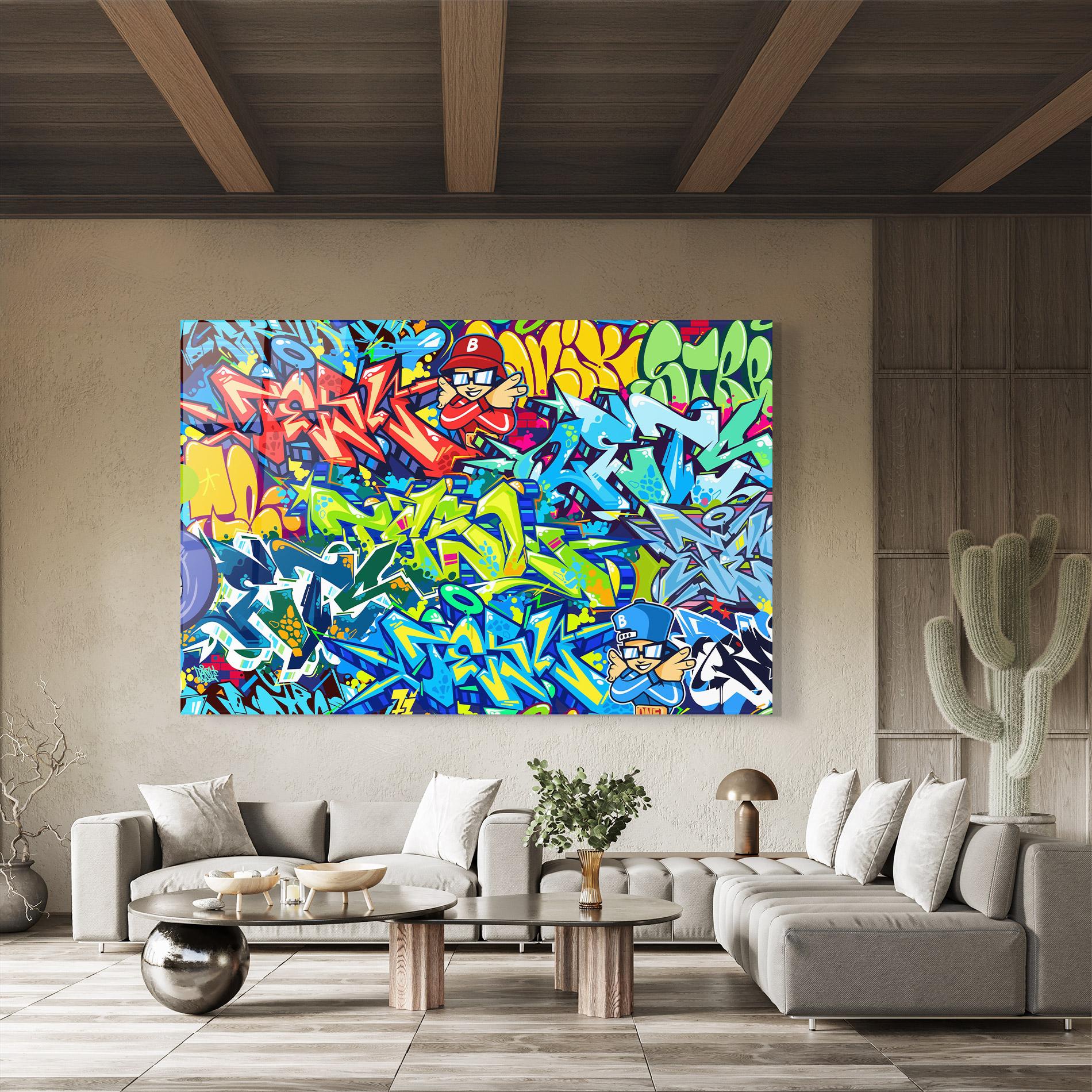 Üvegkép Colorful Graffiti mockup 8