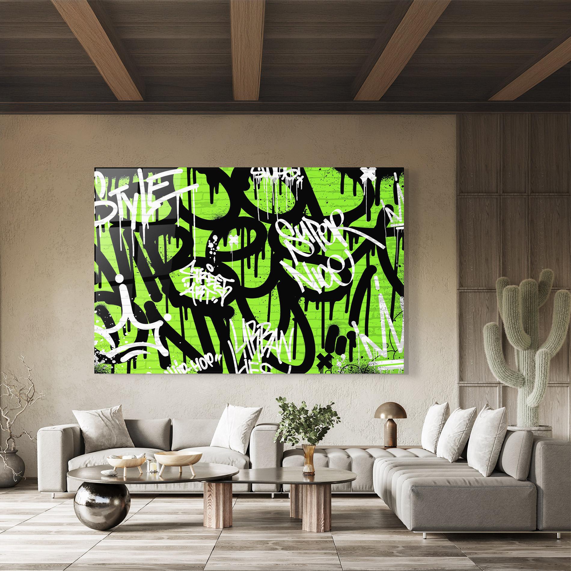 Üvegkép Graffiti Green Style mockup 8