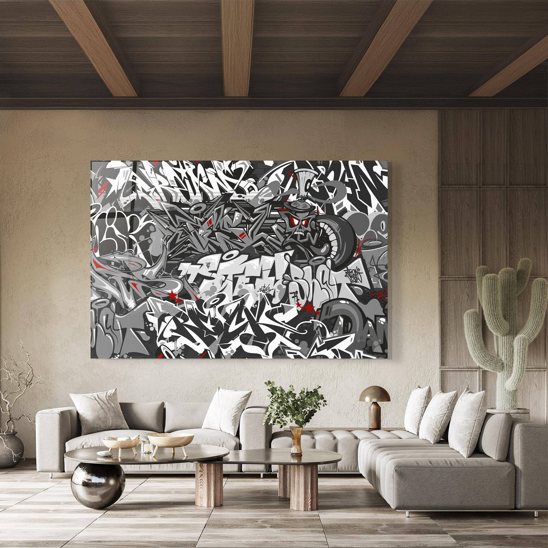 Üvegkép Skull Graffiti mockup 8