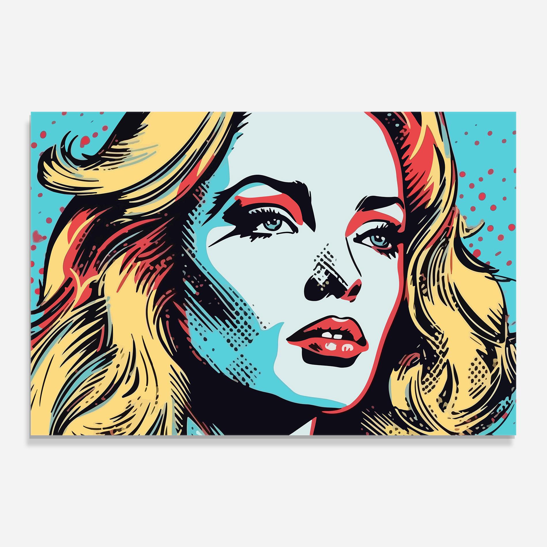 Üvegkép Pop Art Lady mockup 0