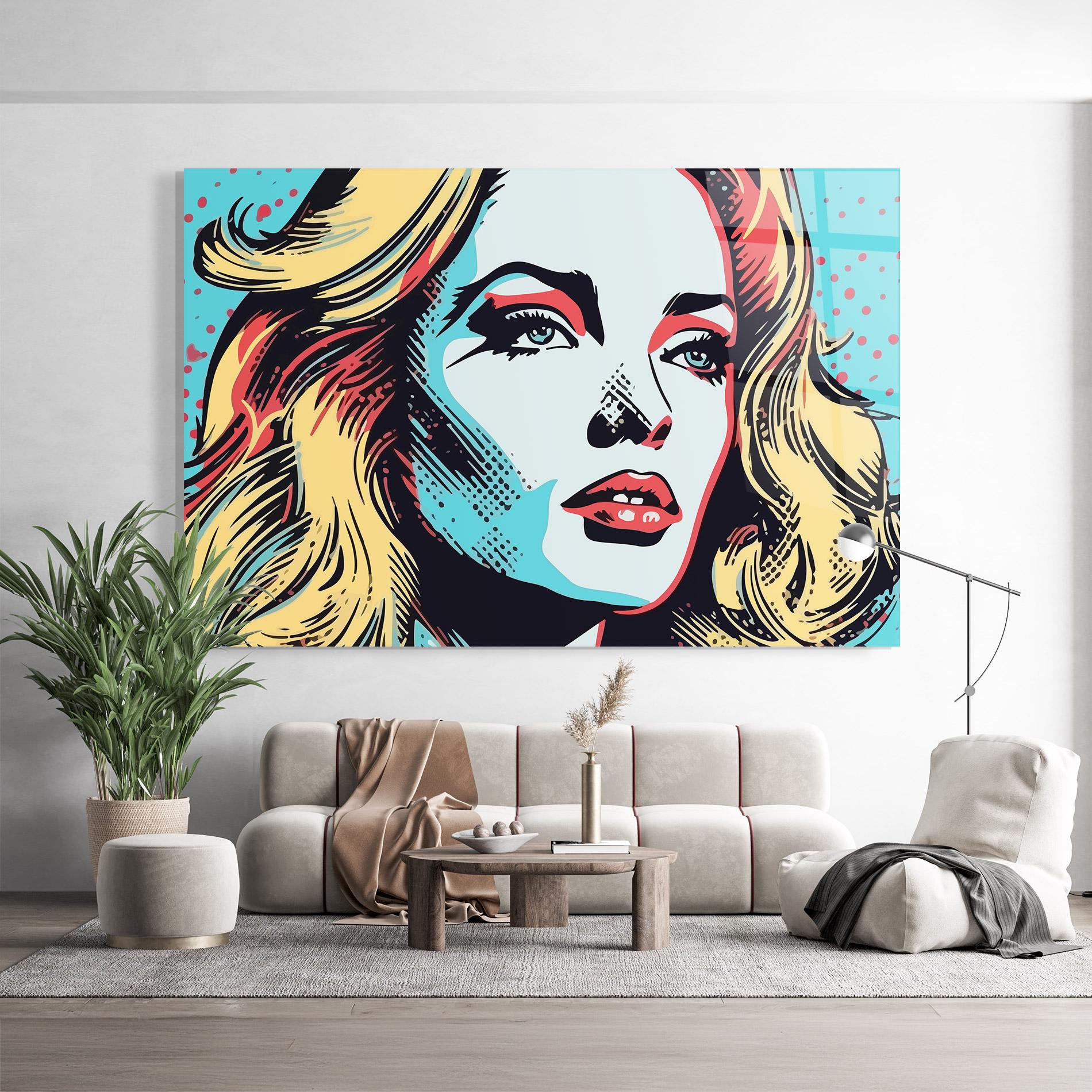 Üvegkép Pop Art Lady mockup 9