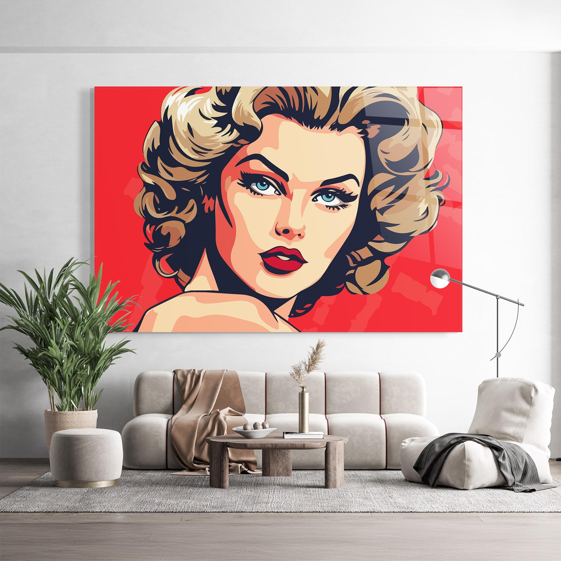 Üvegkép Pop Beautiful Lady mockup 9