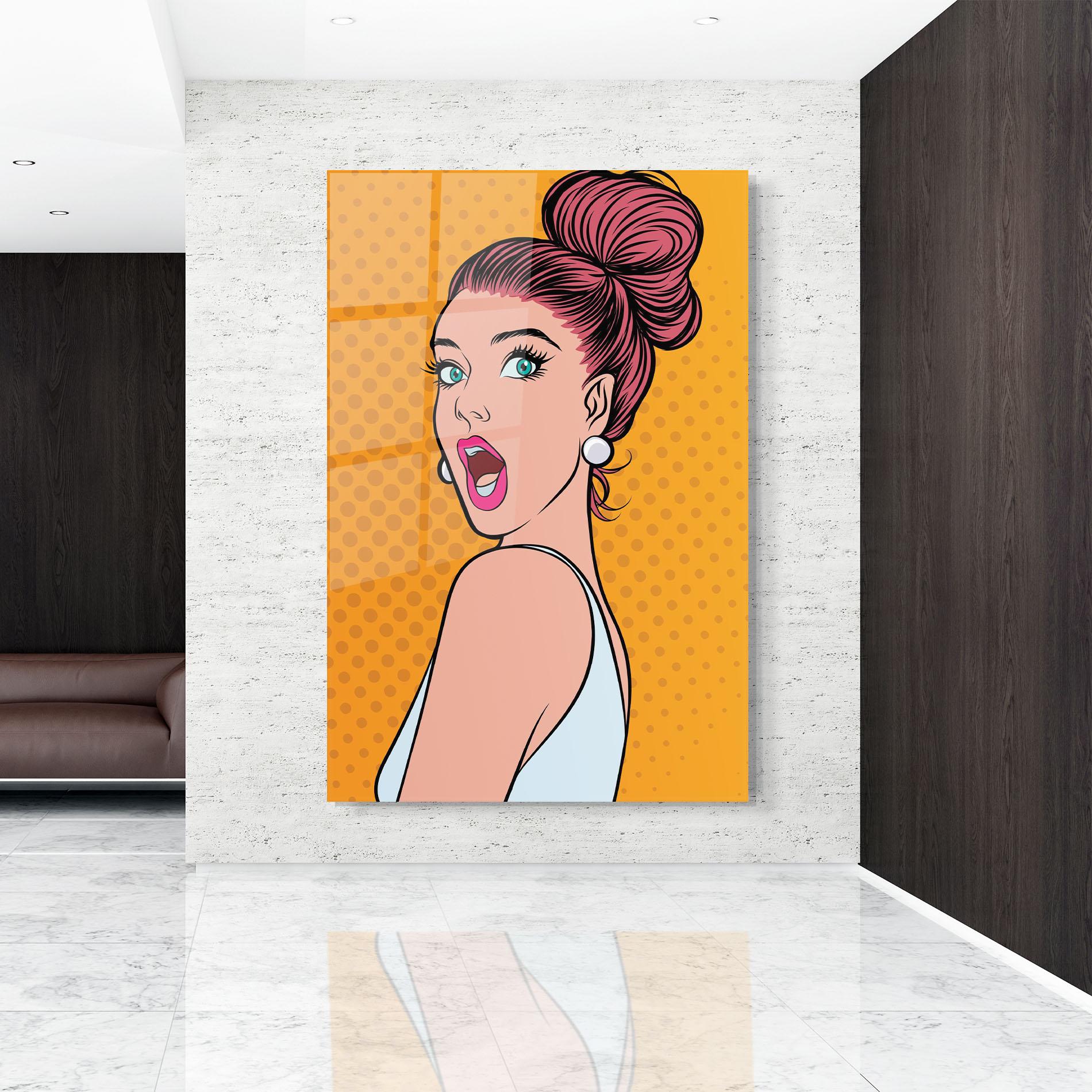 Üvegkép Pop Comic Lady mockup 9