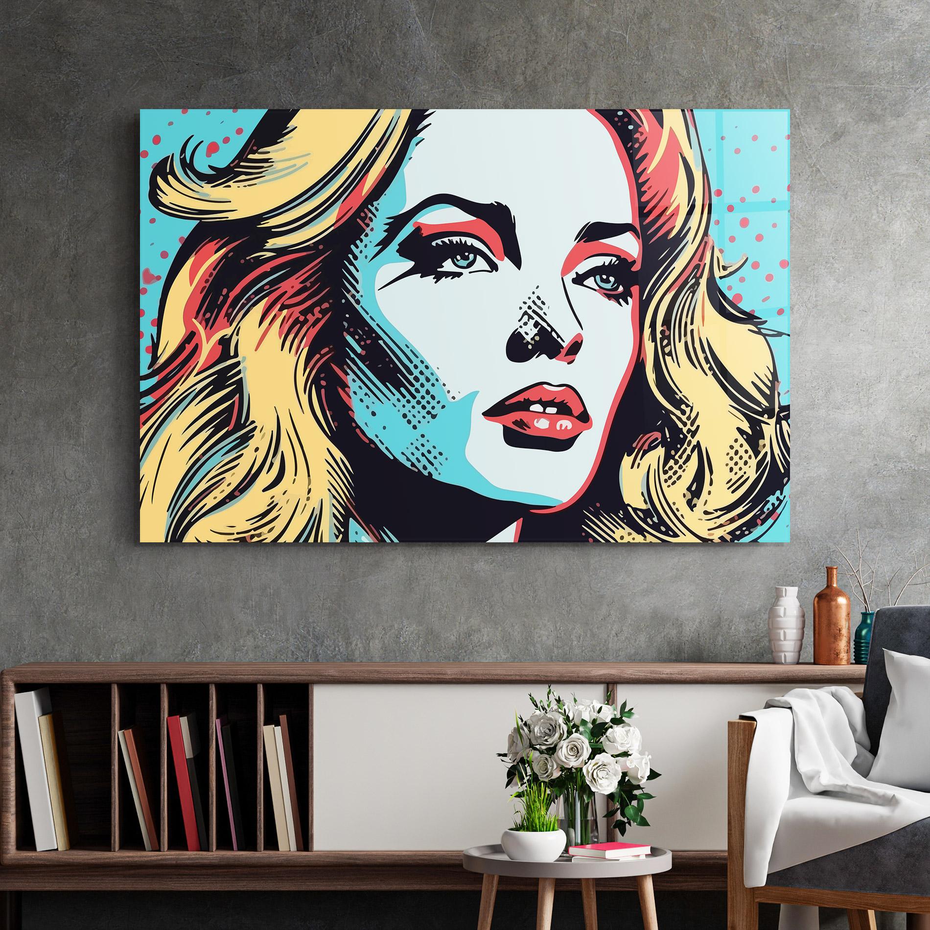 Üvegkép Pop Art Lady mockup 2
