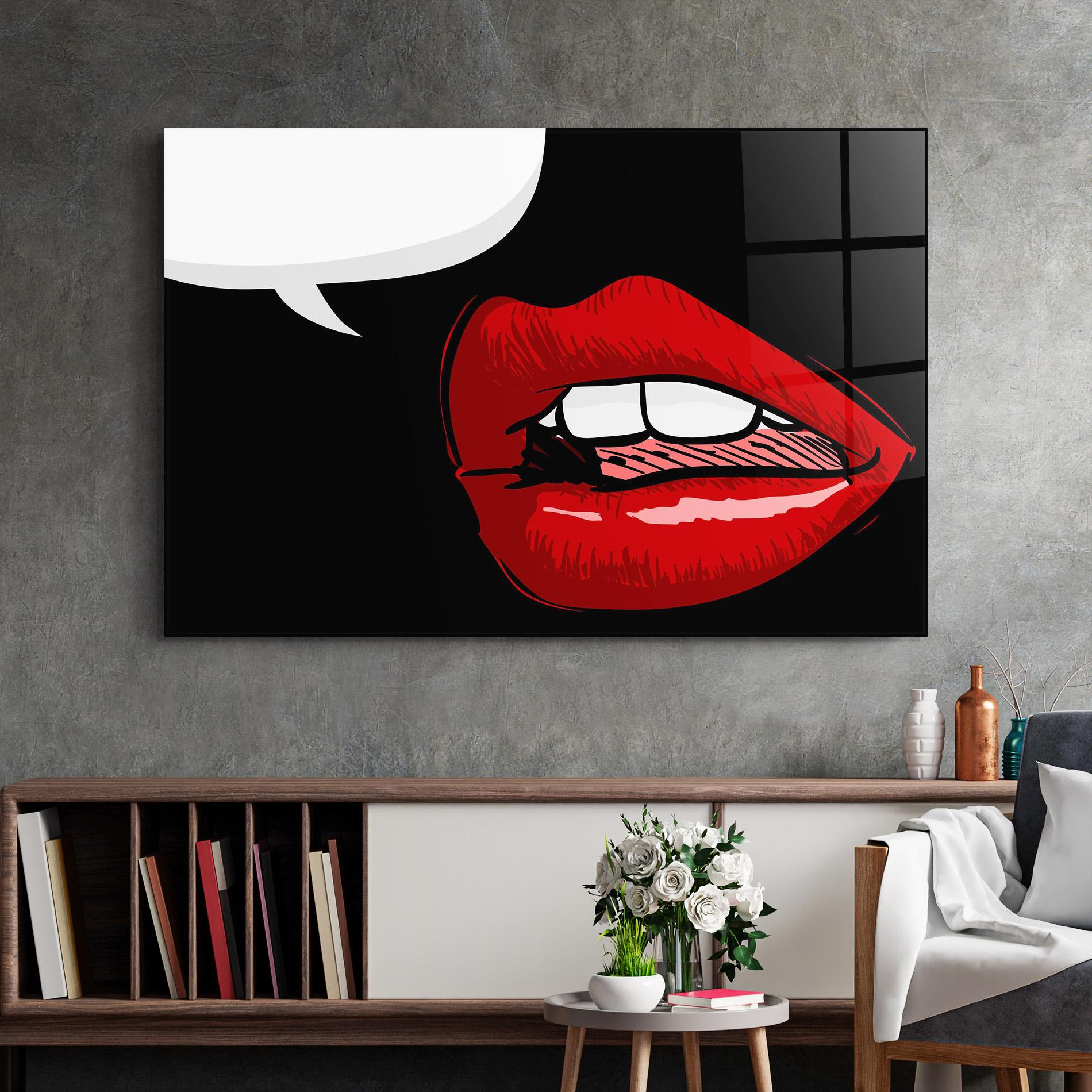 Üvegkép Pop Red Lips mockup 2