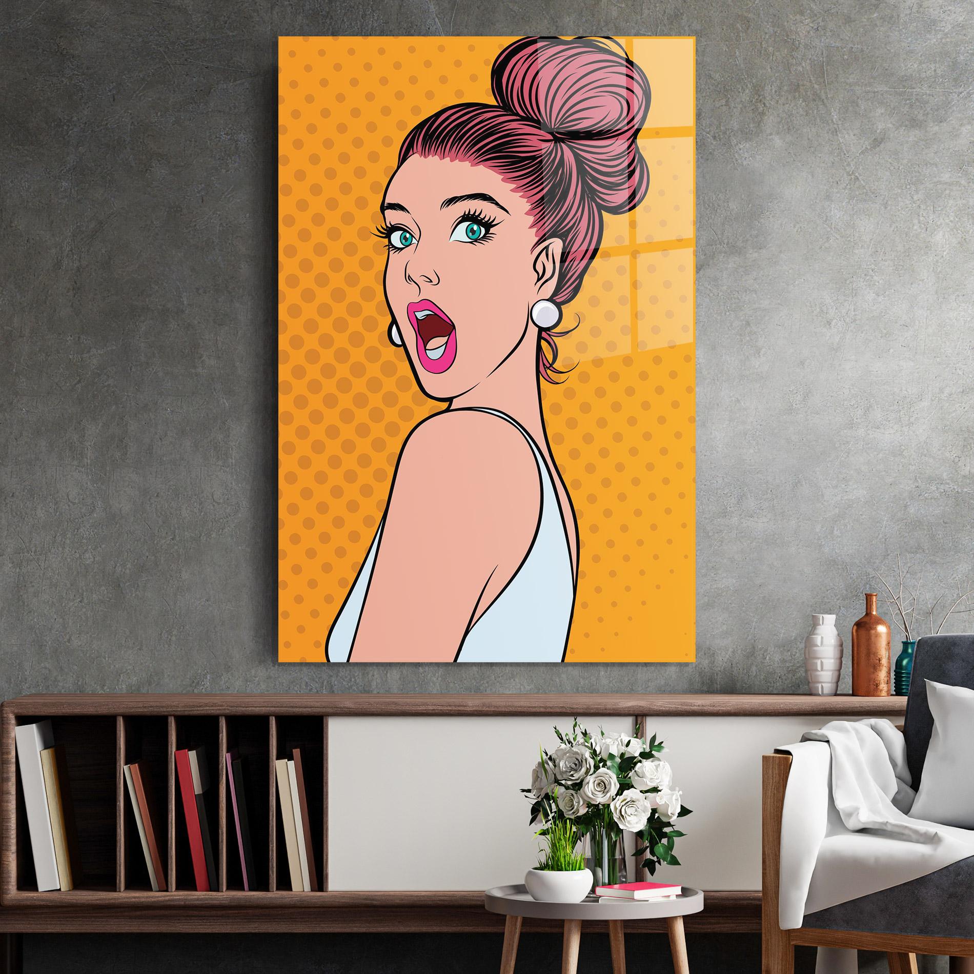 Üvegkép Pop Comic Lady mockup 2