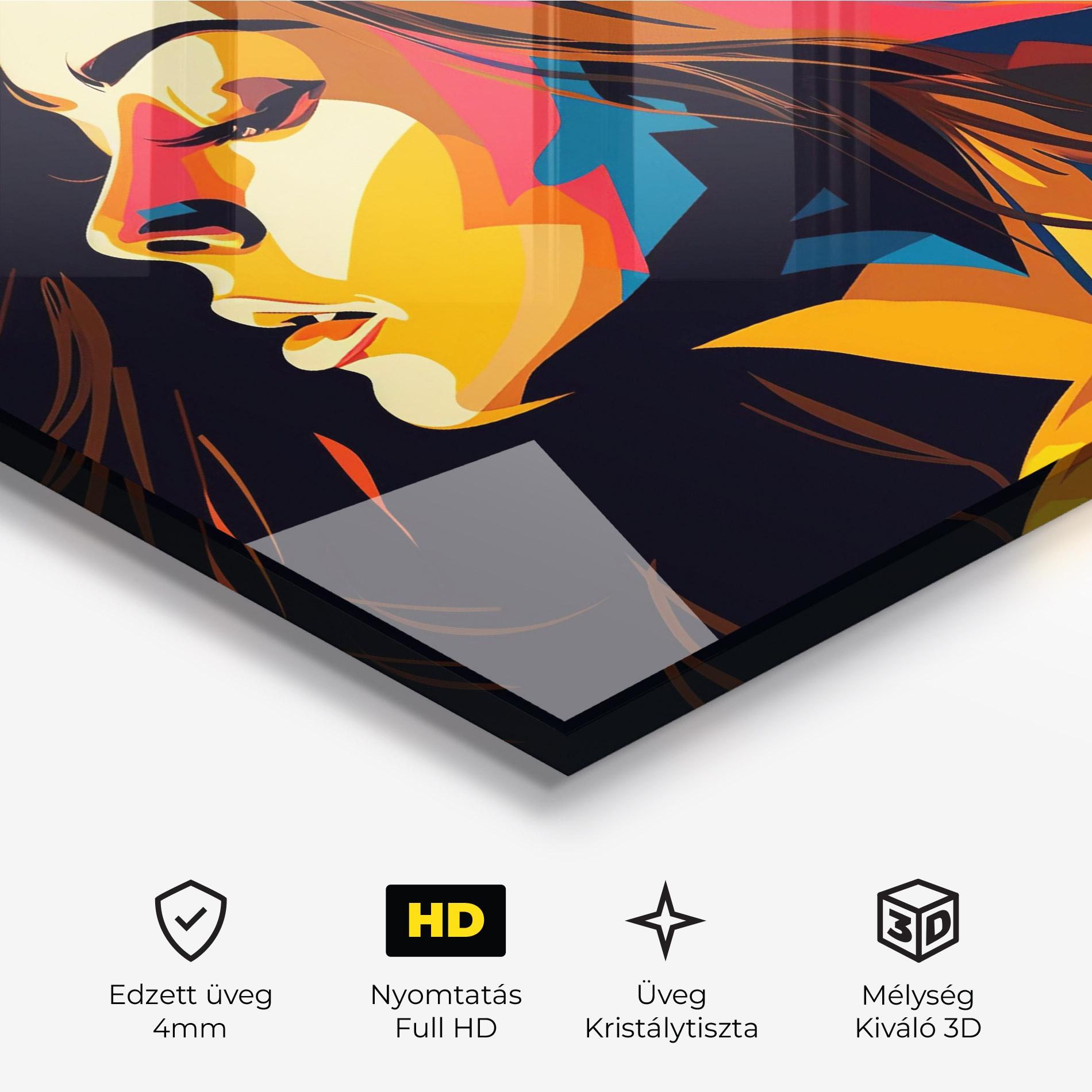 Üvegkép Graphical Pop Woman mockup 3