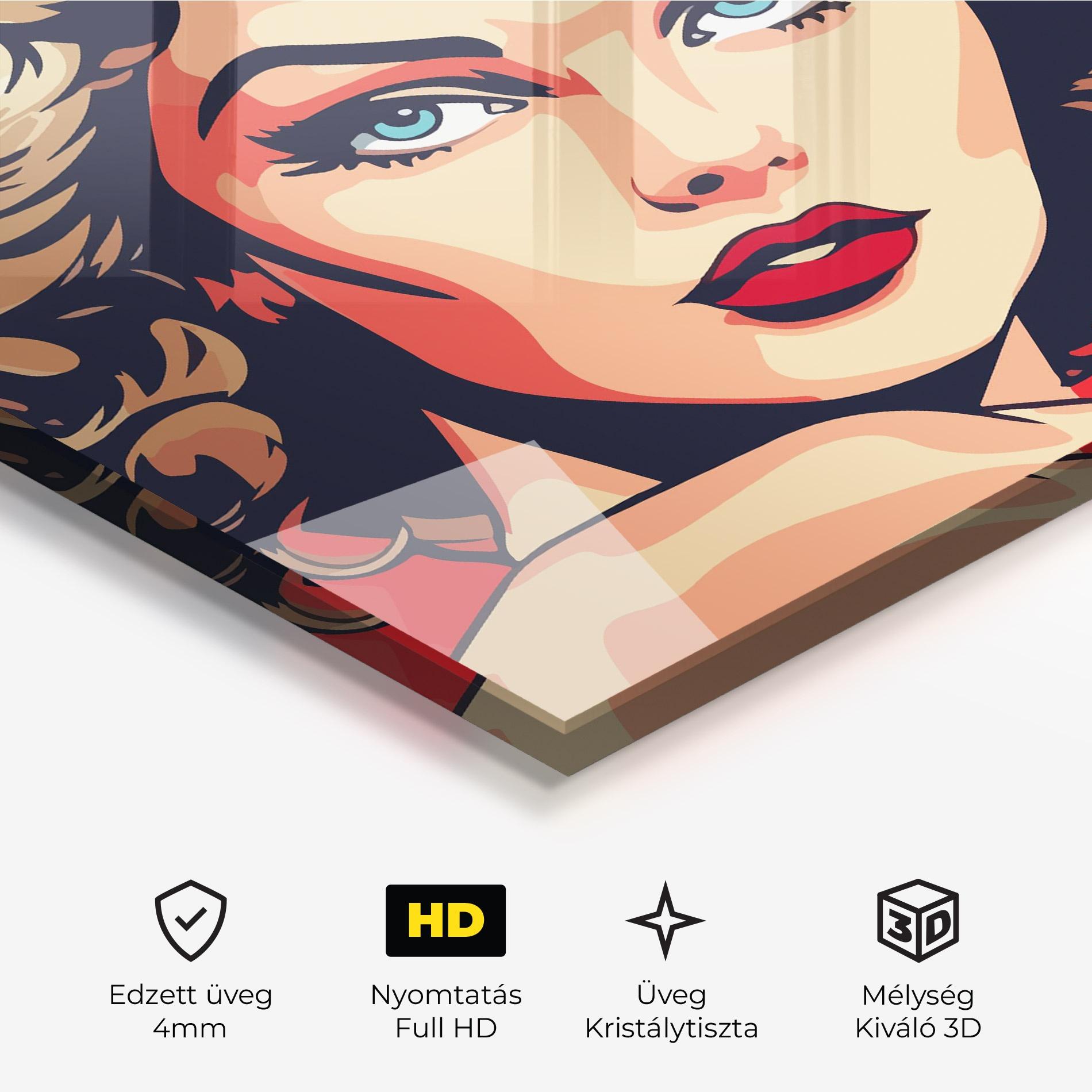 Üvegkép Pop Beautiful Lady mockup 3