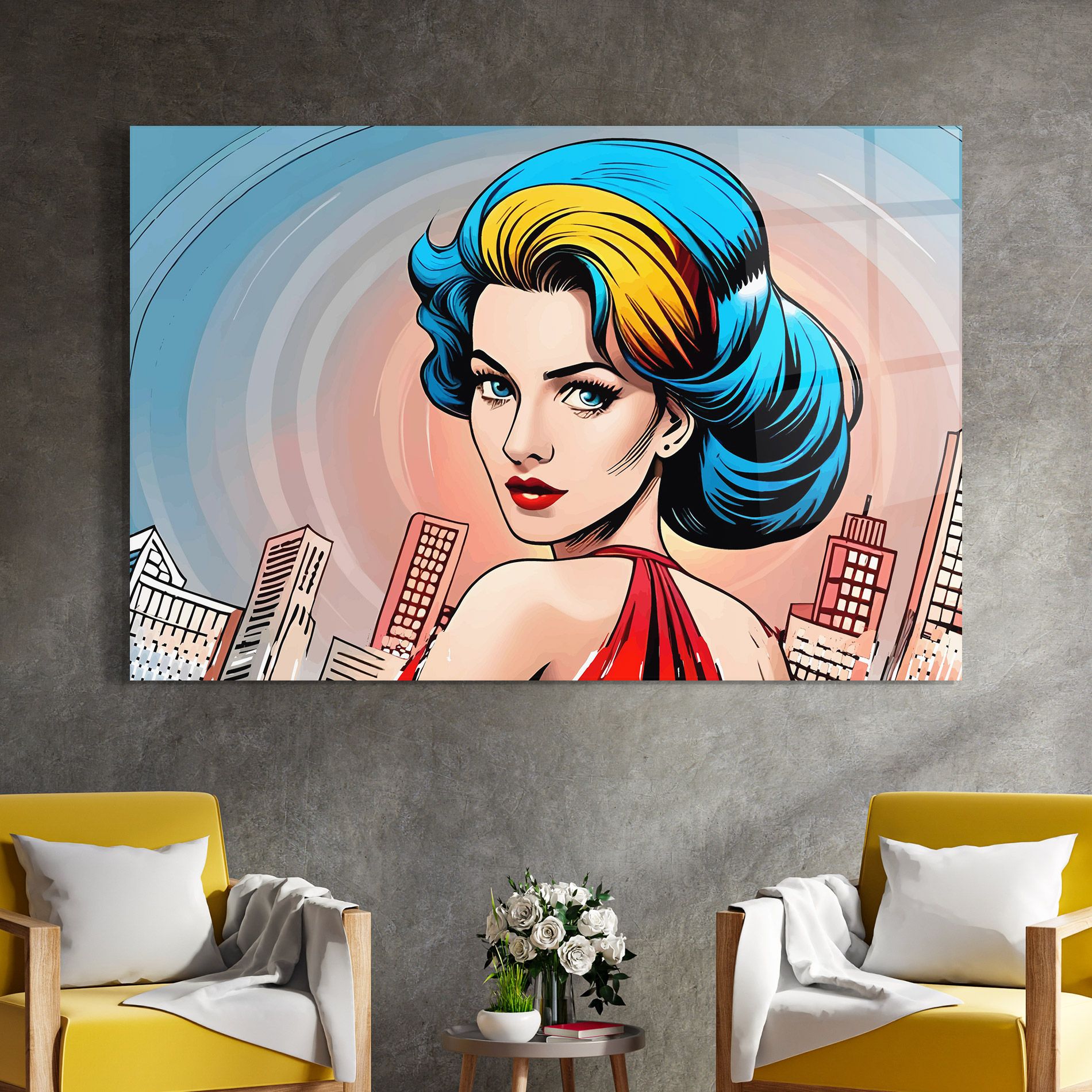 Blue Yellow Pop Hair mockup 4