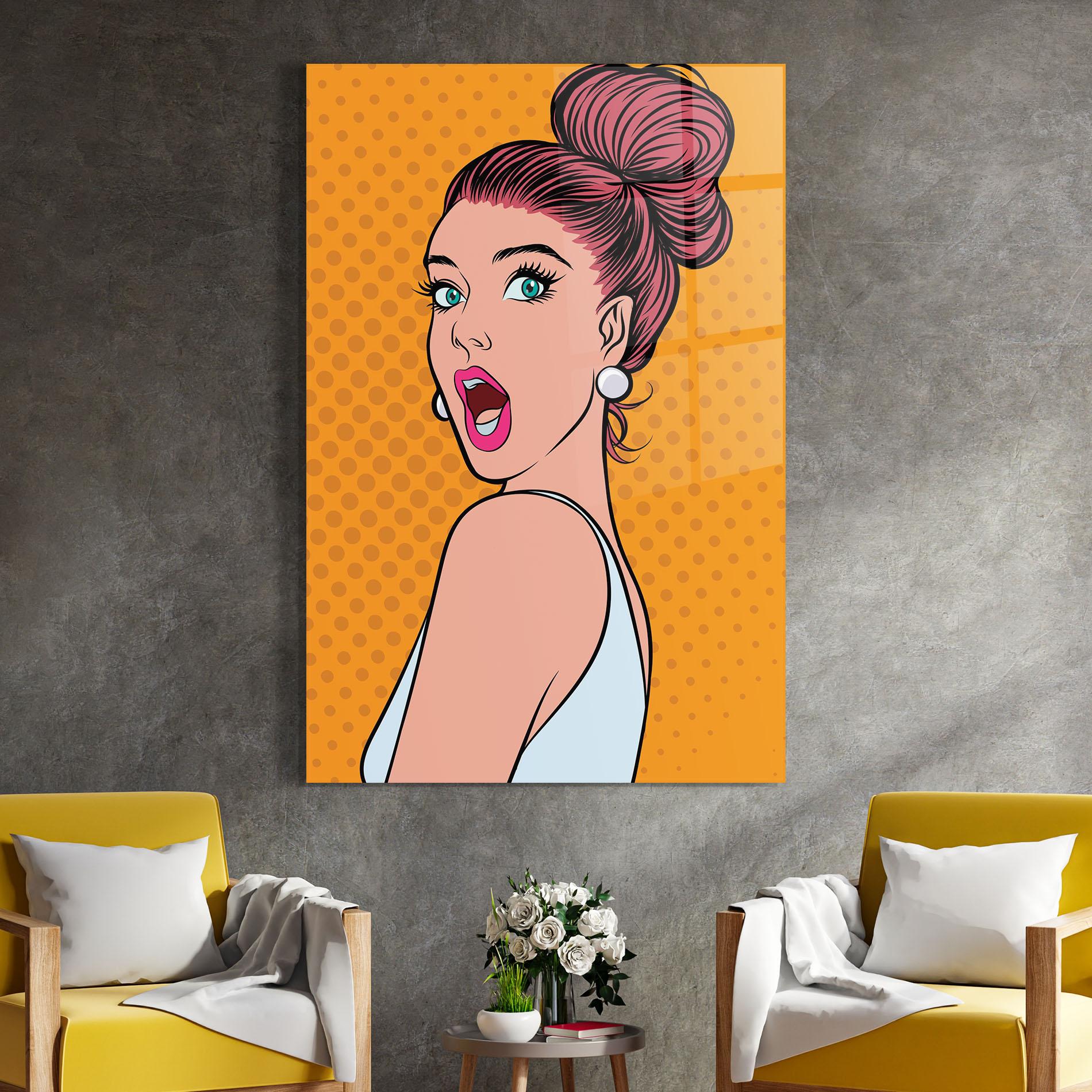 Üvegkép Pop Comic Lady mockup 4