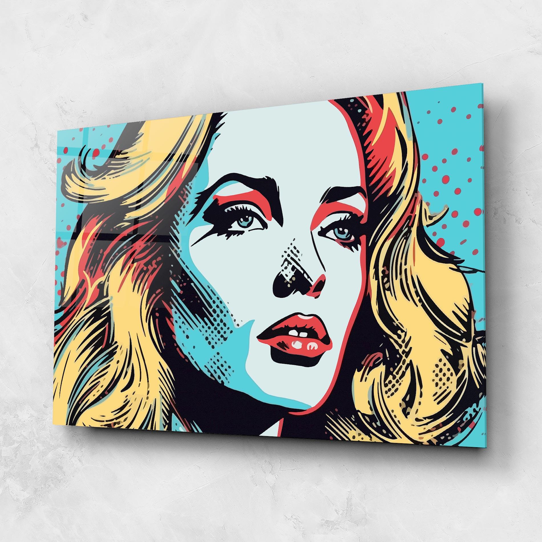 Üvegkép Pop Art Lady mockup 1