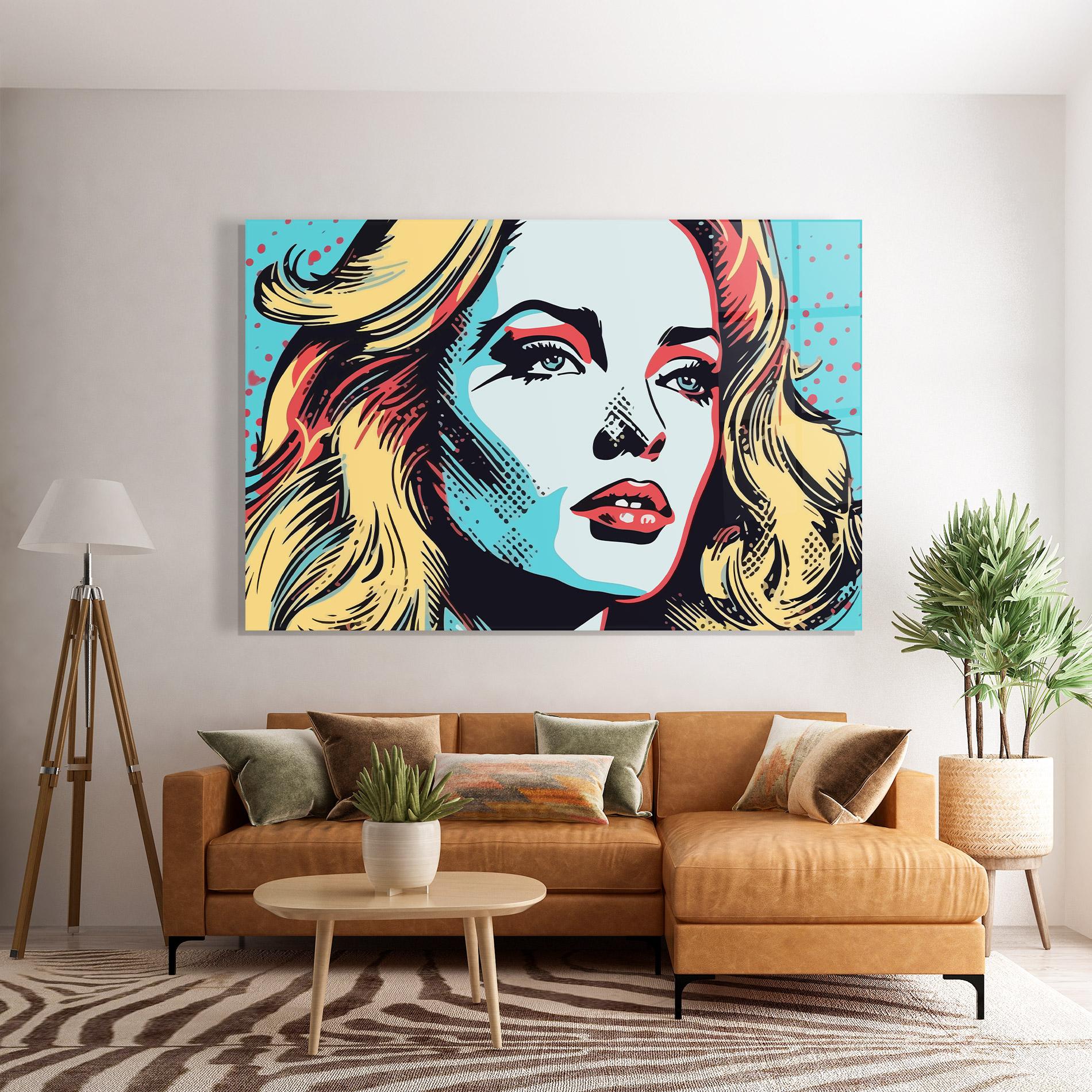 Üvegkép Pop Art Lady mockup 7