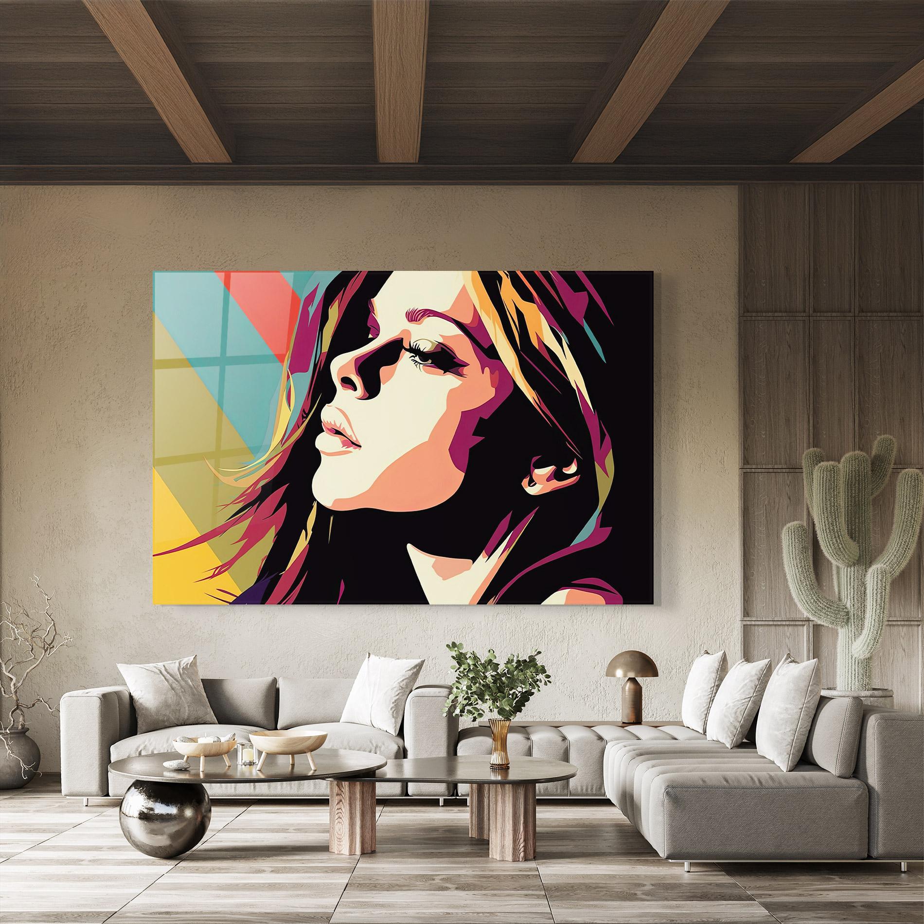 Üvegkép Cream Pop Art mockup 8