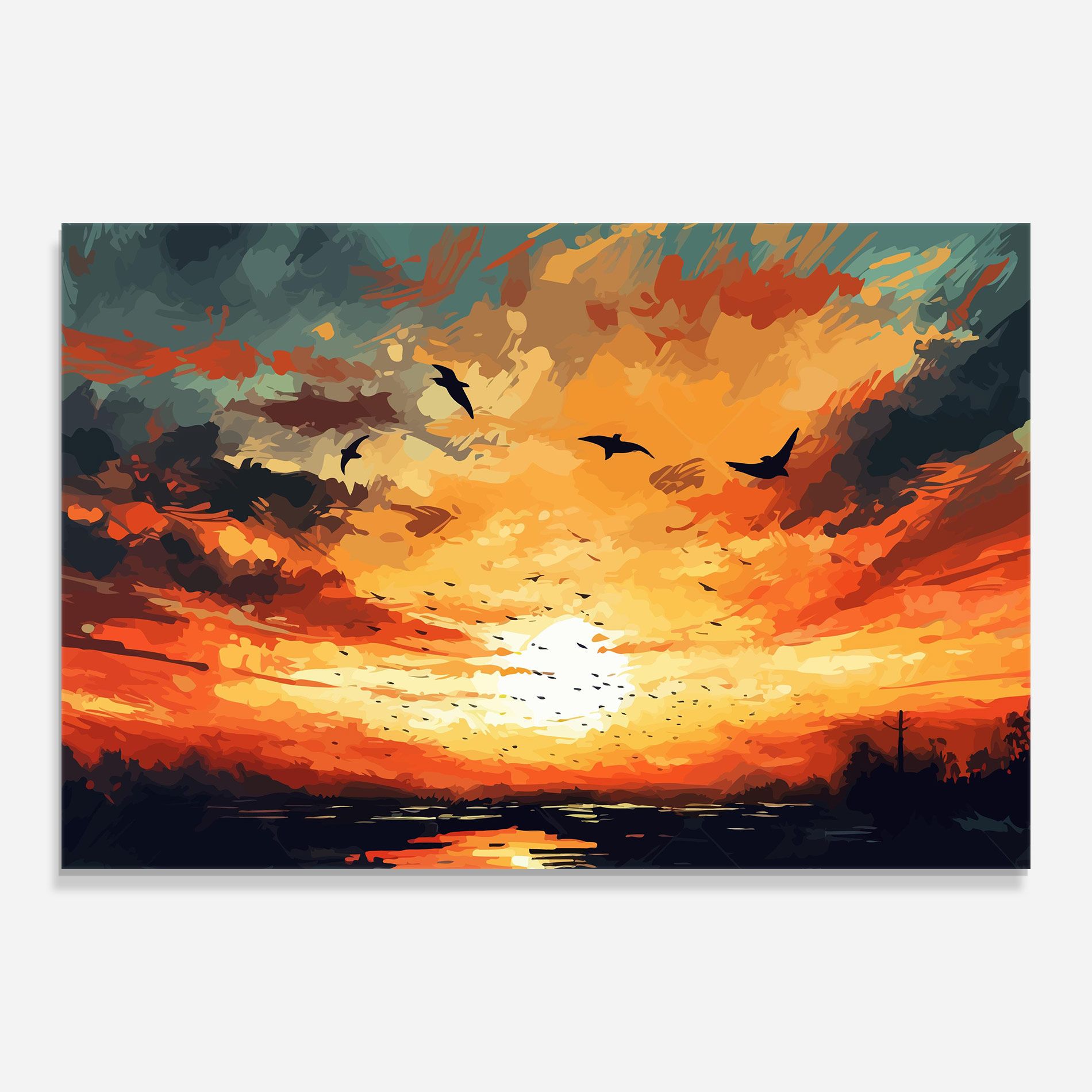 Blue Sunset Birds mockup 0