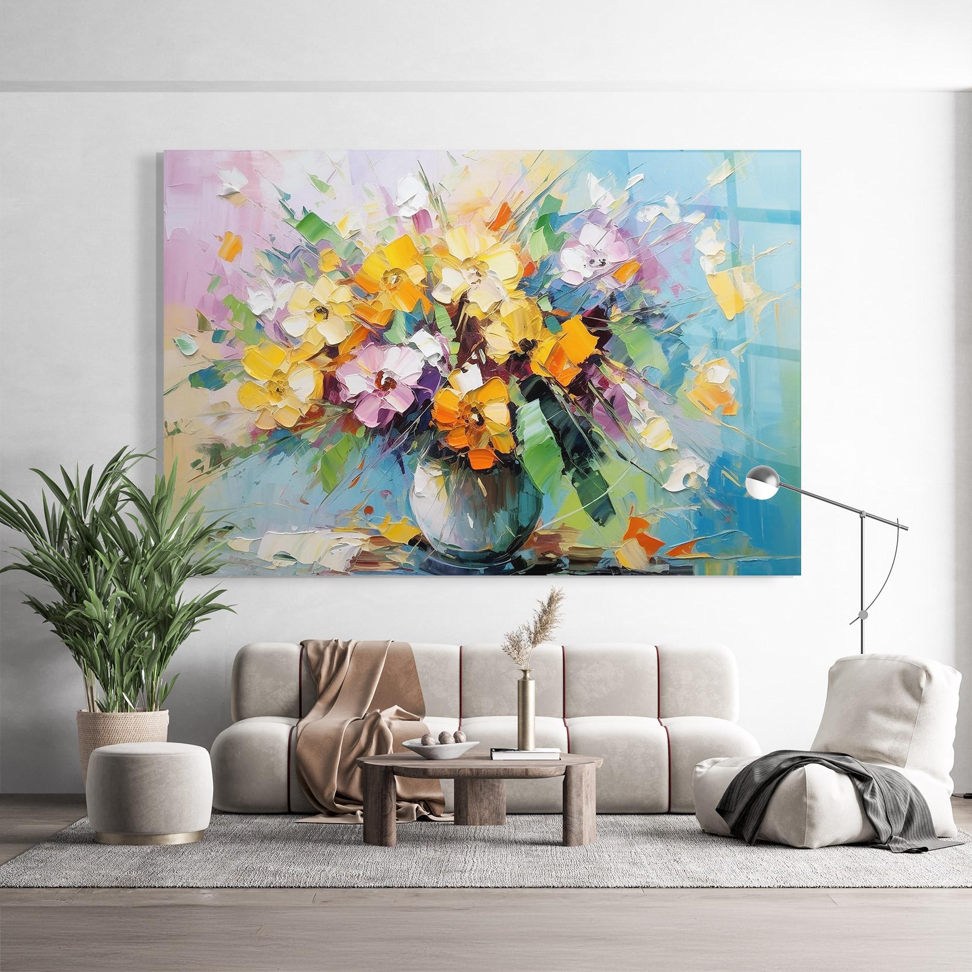 Üvegkép Colorfull Flowers Painting mockup 9