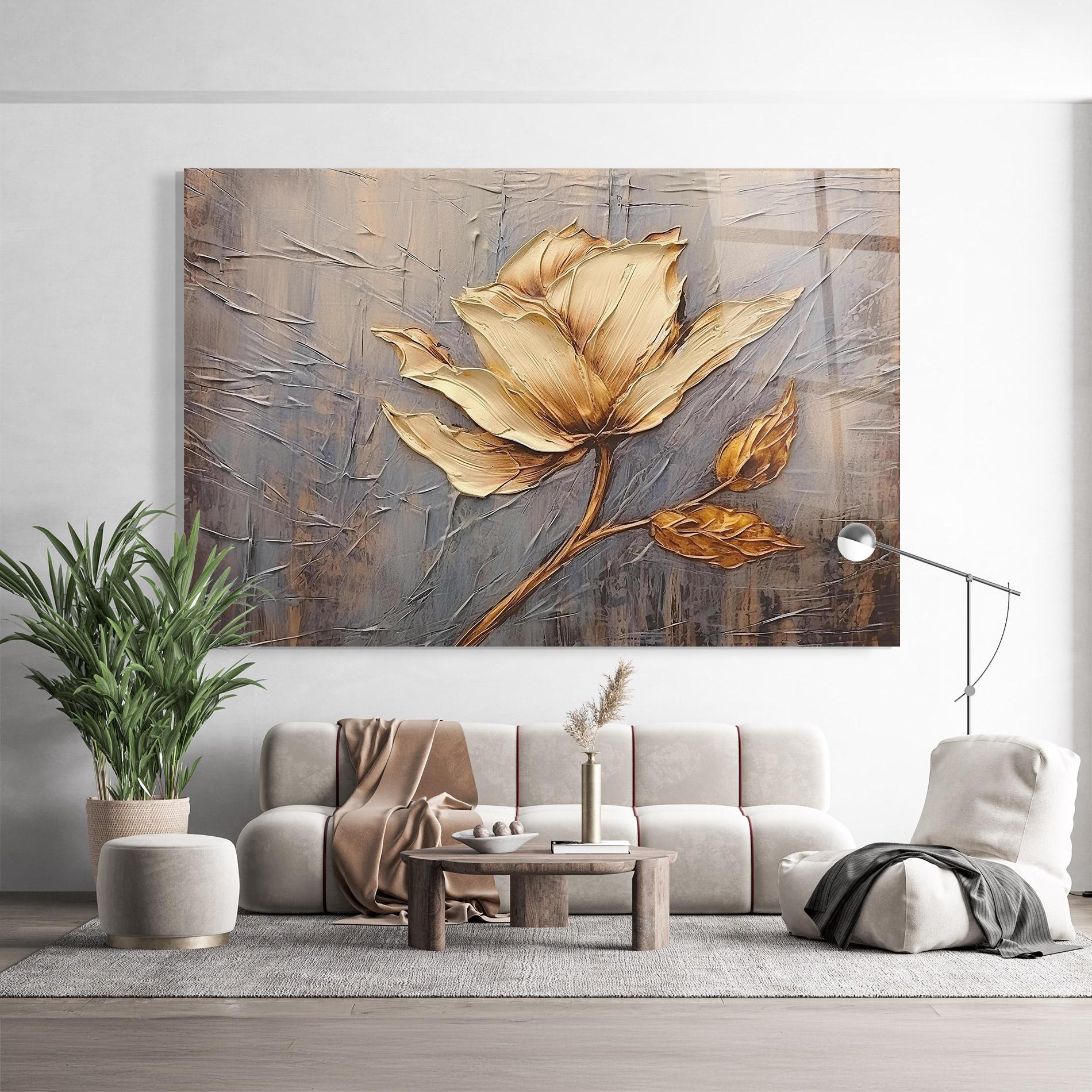 Üvegkép Cream Rose On Blue mockup 9