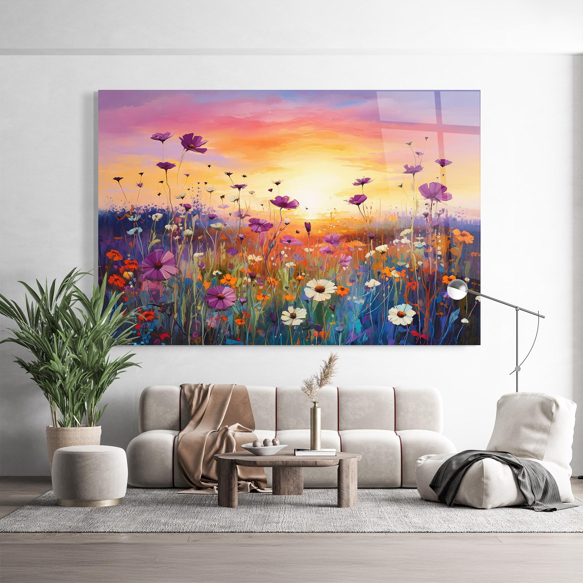 Üvegkép Dreamy Field Flowers mockup 9