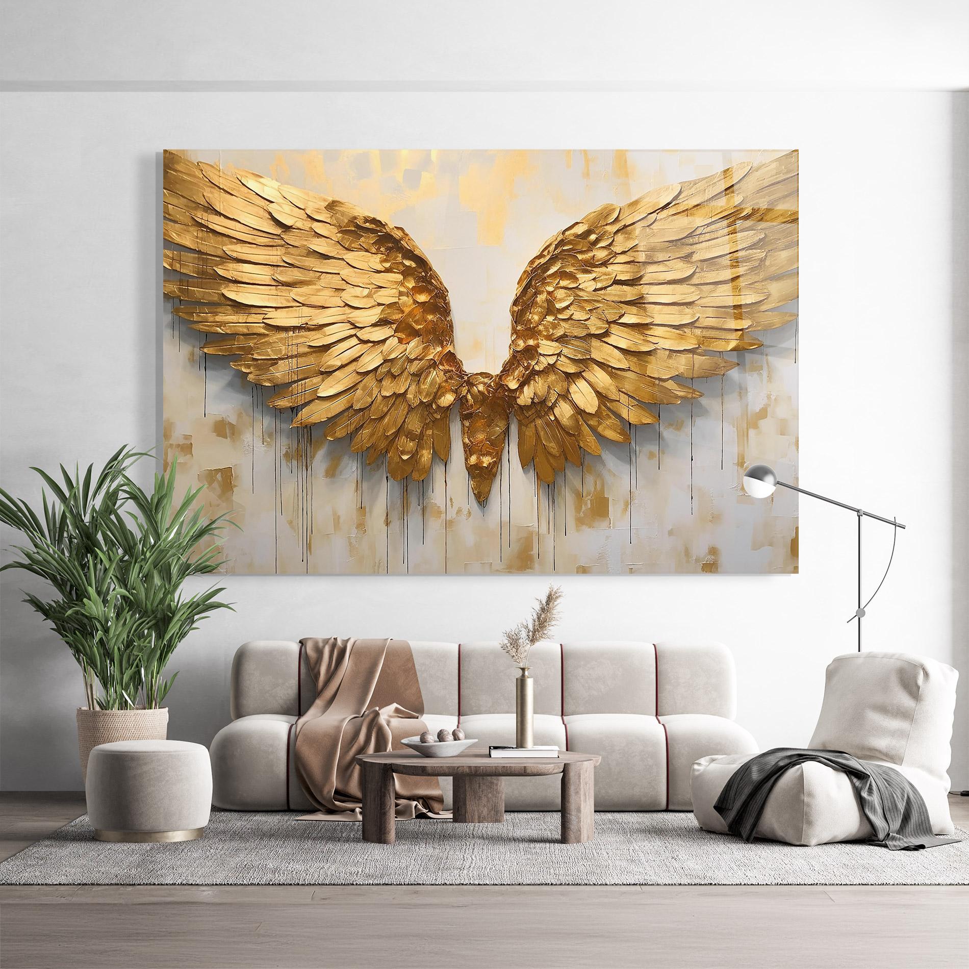 Üvegkép Golden Wings Art mockup 9