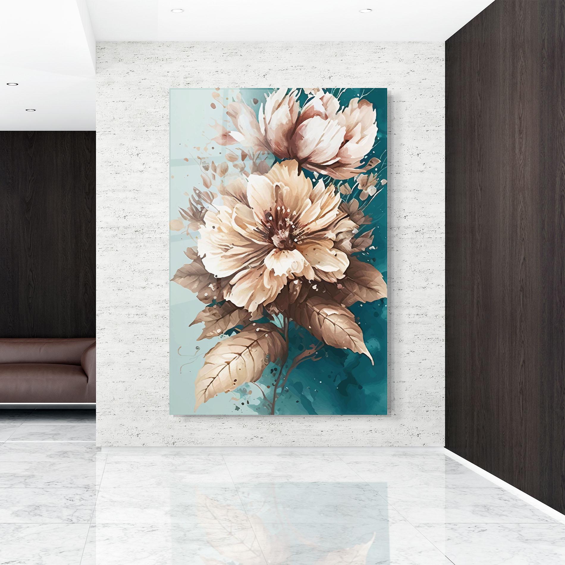 Üvegkép Flower Green Watercolor mockup 9