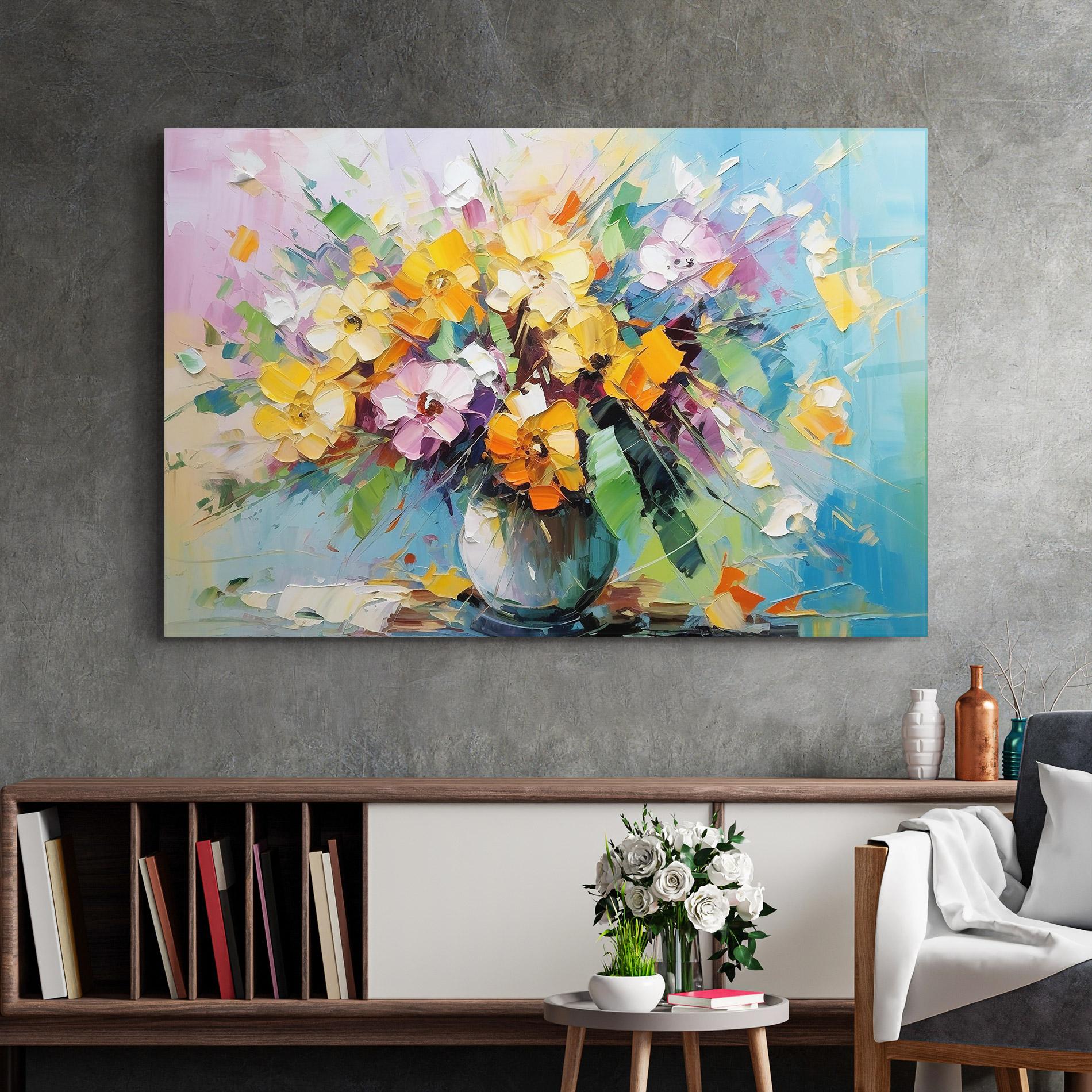 Üvegkép Colorfull Flowers Painting mockup 2