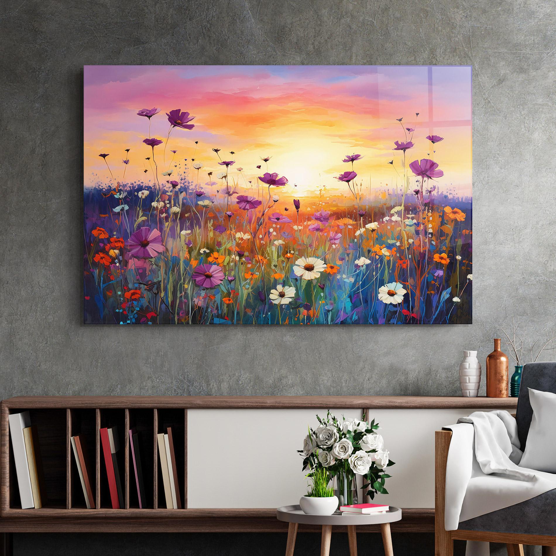 Üvegkép Dreamy Field Flowers mockup 2