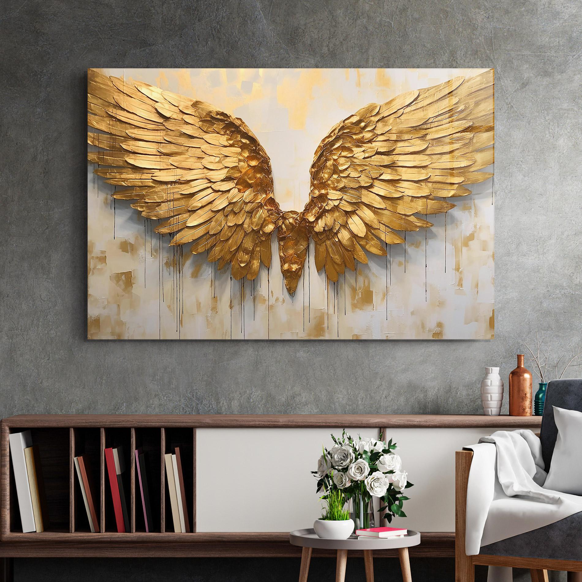 Üvegkép Golden Wings Art mockup 2