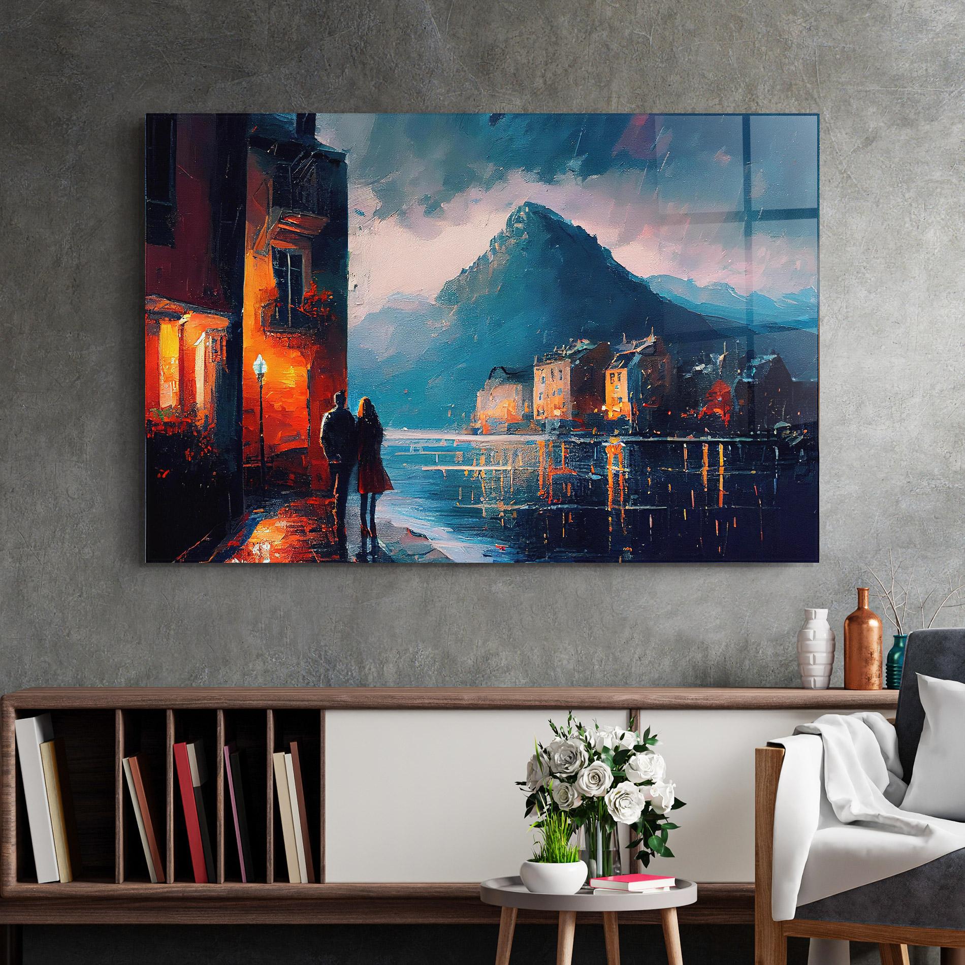 Üvegkép Mountain Couple Art mockup 2