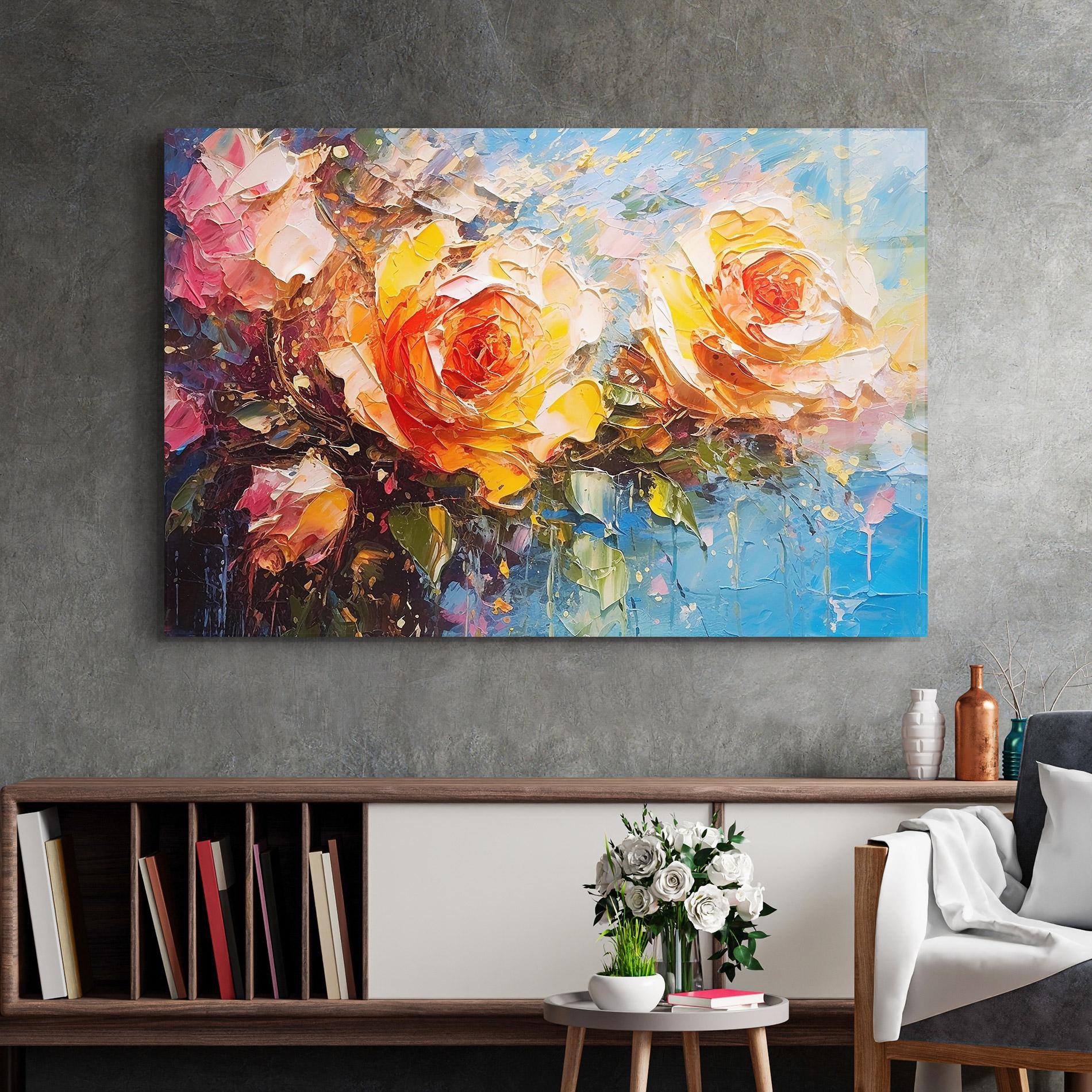 Üvegkép Orange Roses Painting mockup 2