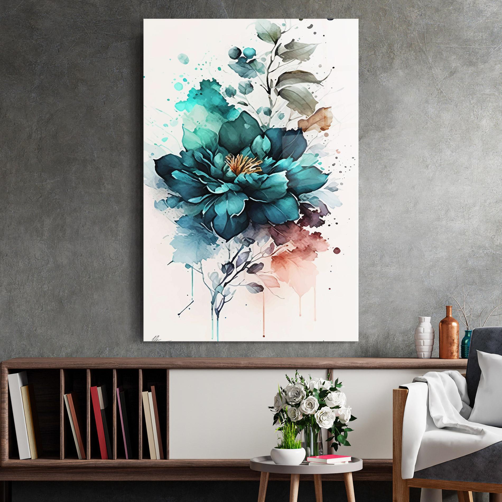 Üvegkép Flower Watercolor mockup 2