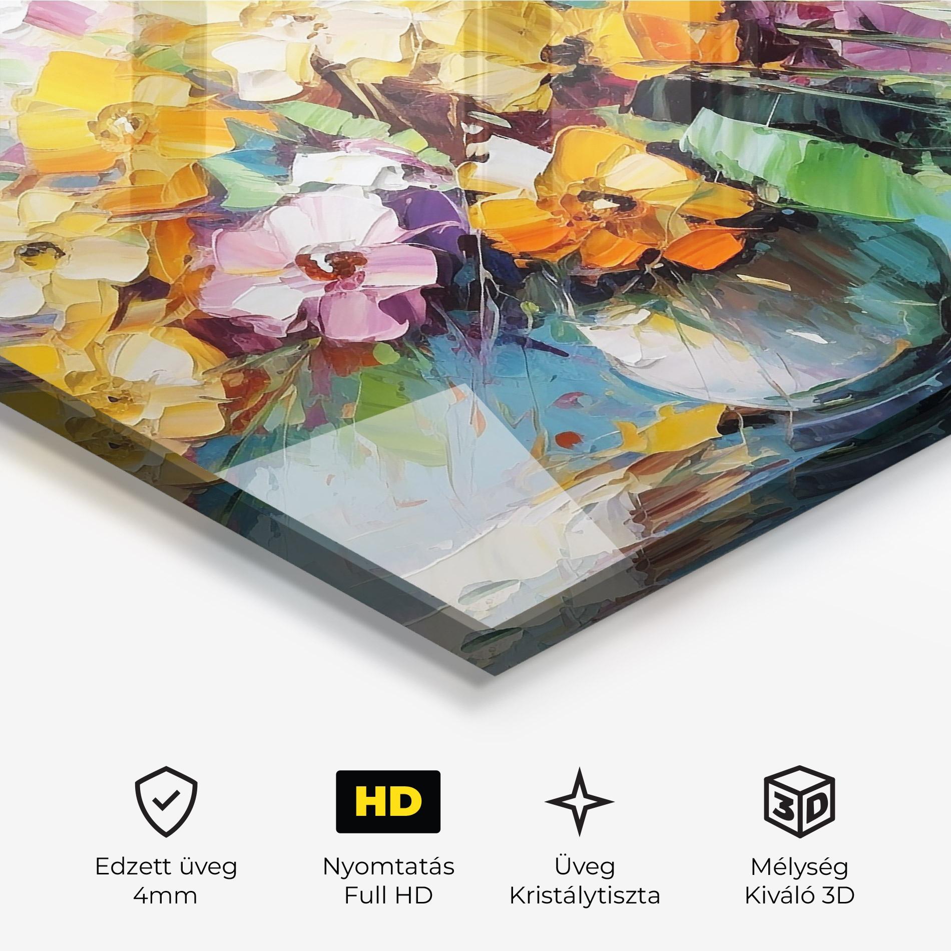 Üvegkép Colorfull Flowers Painting mockup 3