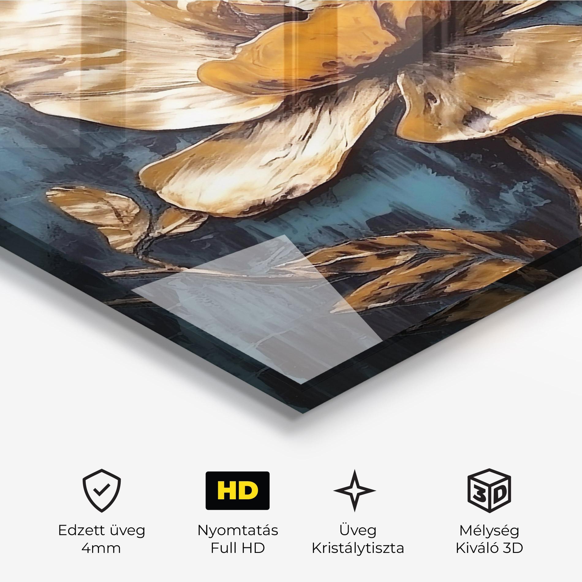 Üvegkép Golden Rose On Blue mockup 3