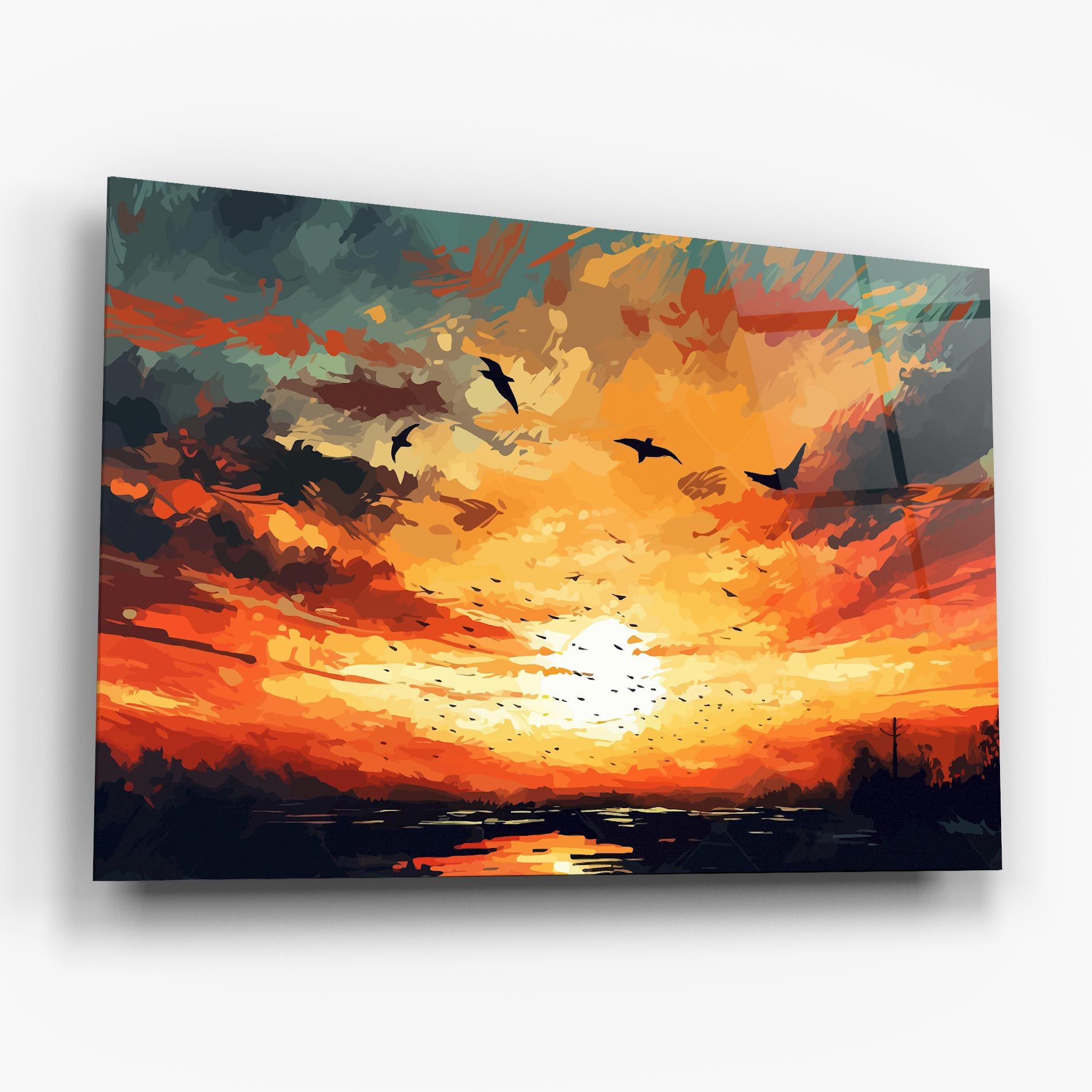 Blue Sunset Birds mockup 6